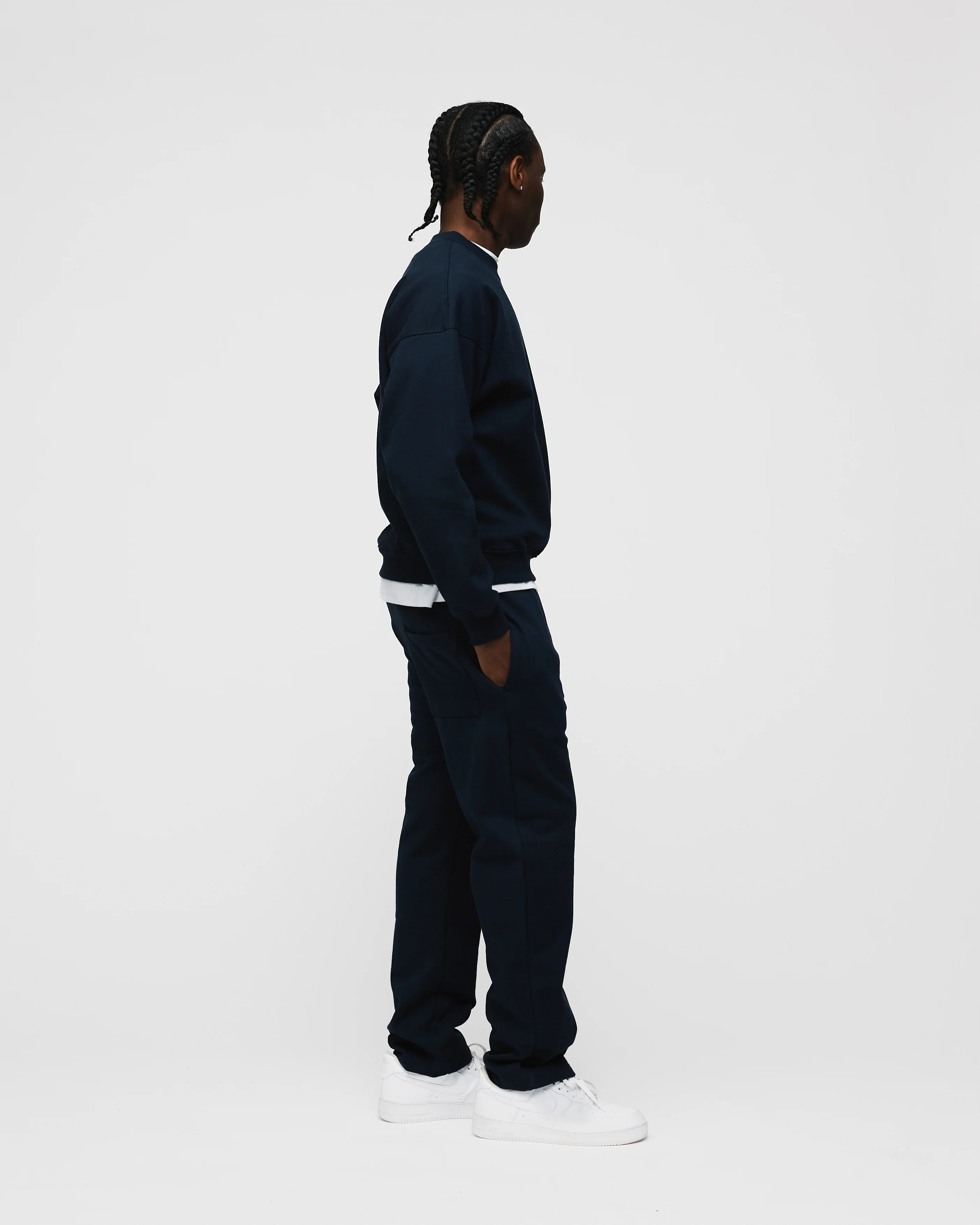 Open Bottom Sweatpants - Navy