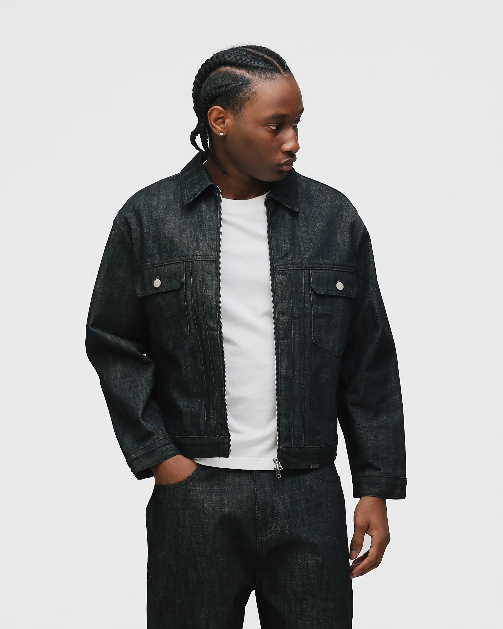 Raw Denim Jacket - Black