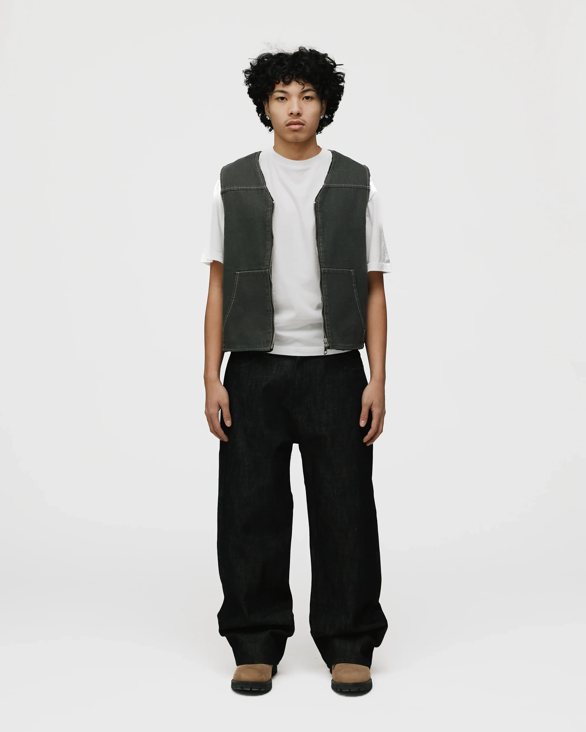 Reversible Workwear Vest - Washed Grey