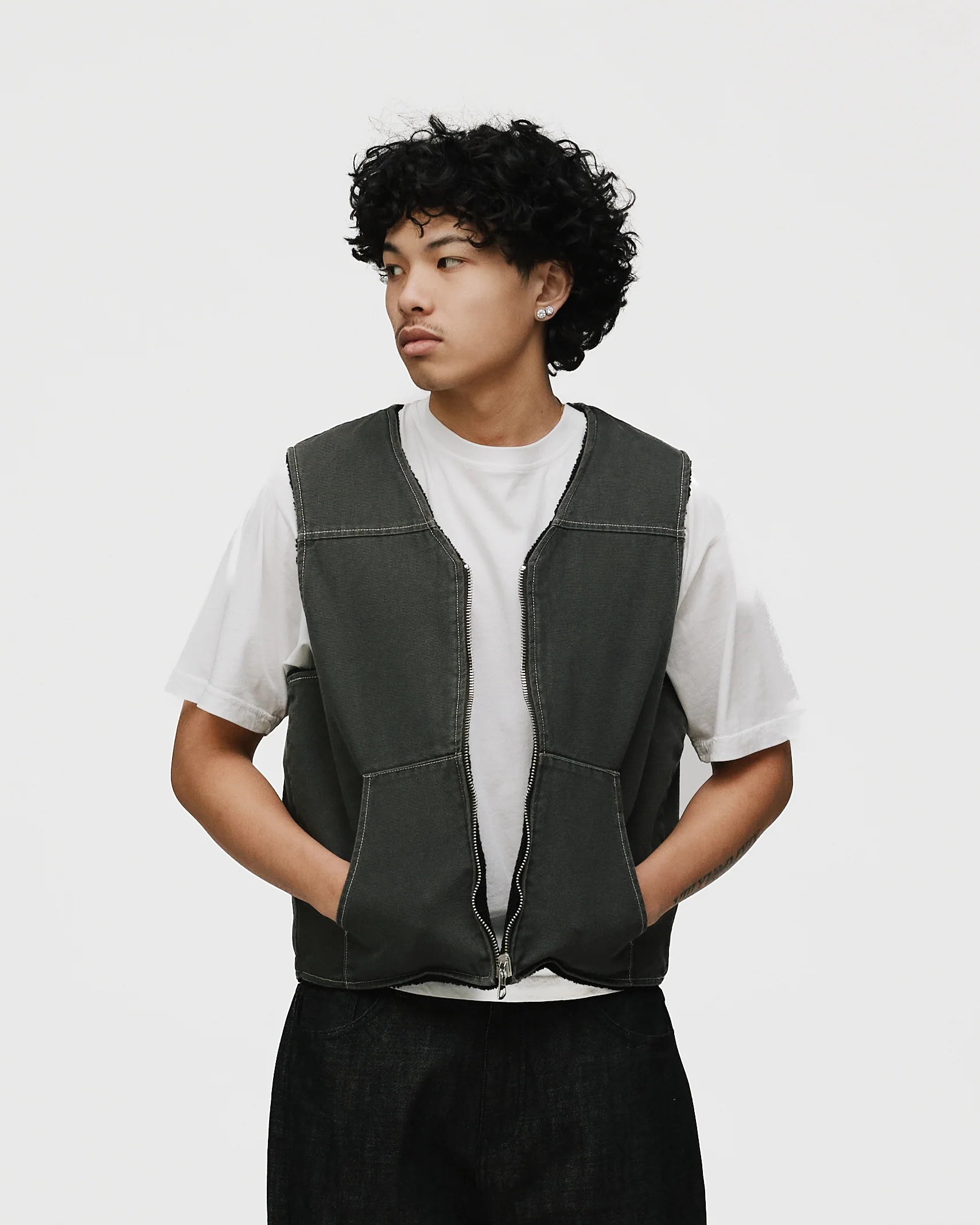 Reversible Workwear Vest - Washed Grey
