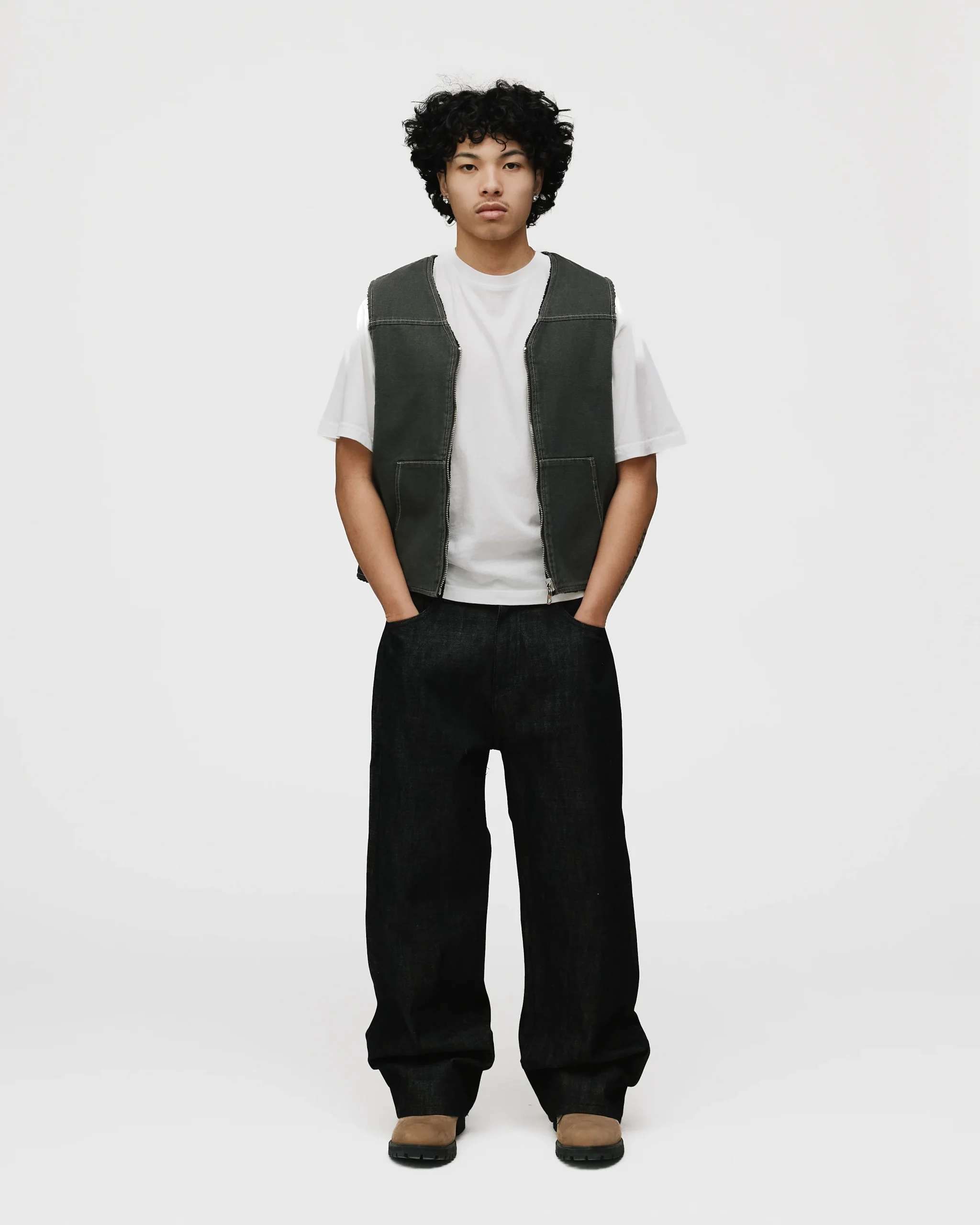 Reversible Workwear Vest - Washed Grey