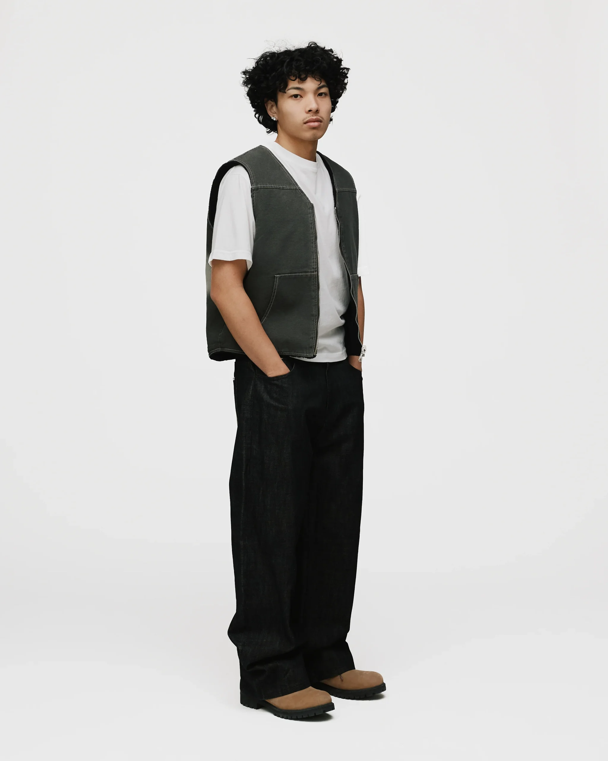 Reversible Workwear Vest - Washed Grey