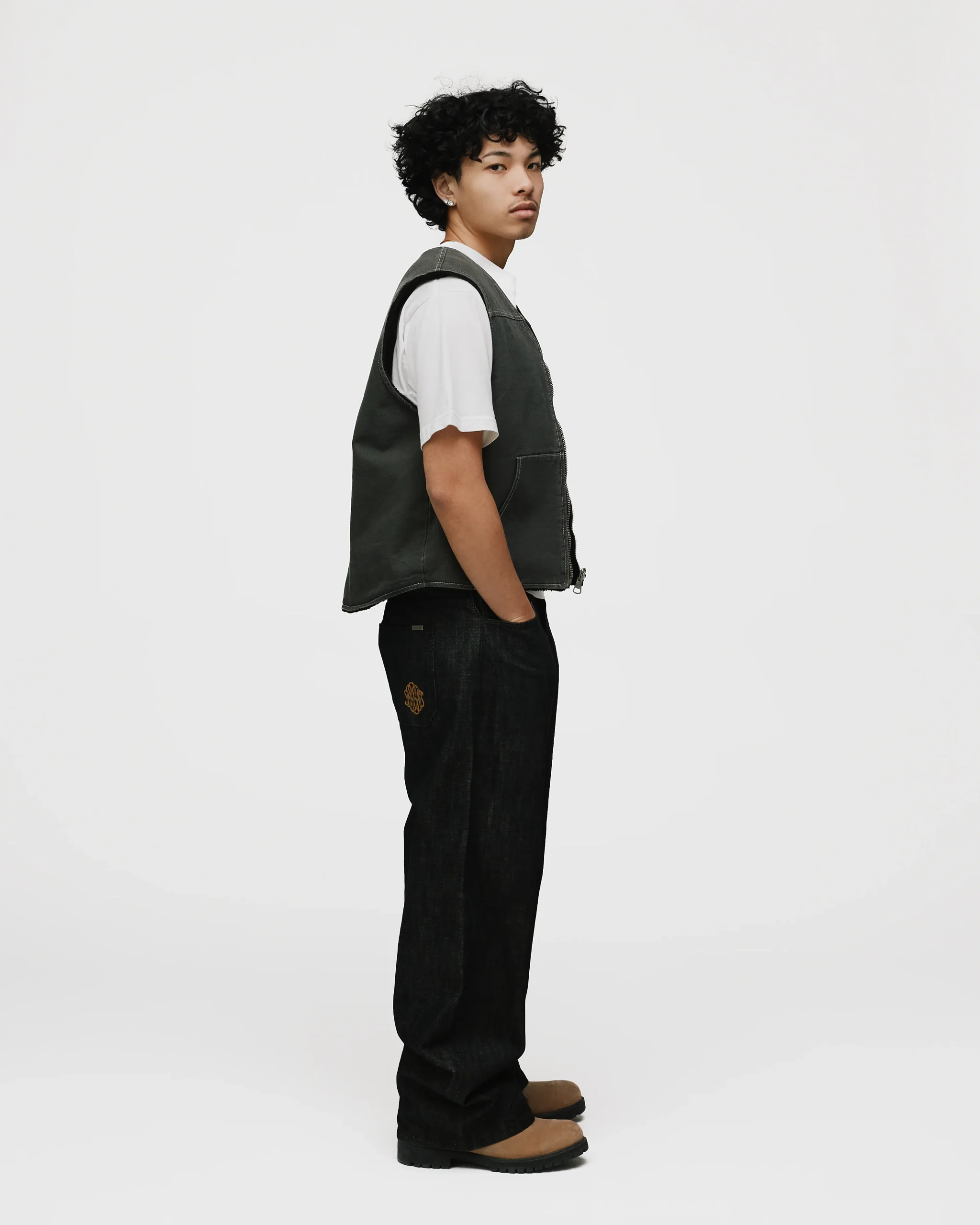 Reversible Workwear Vest - Washed Grey