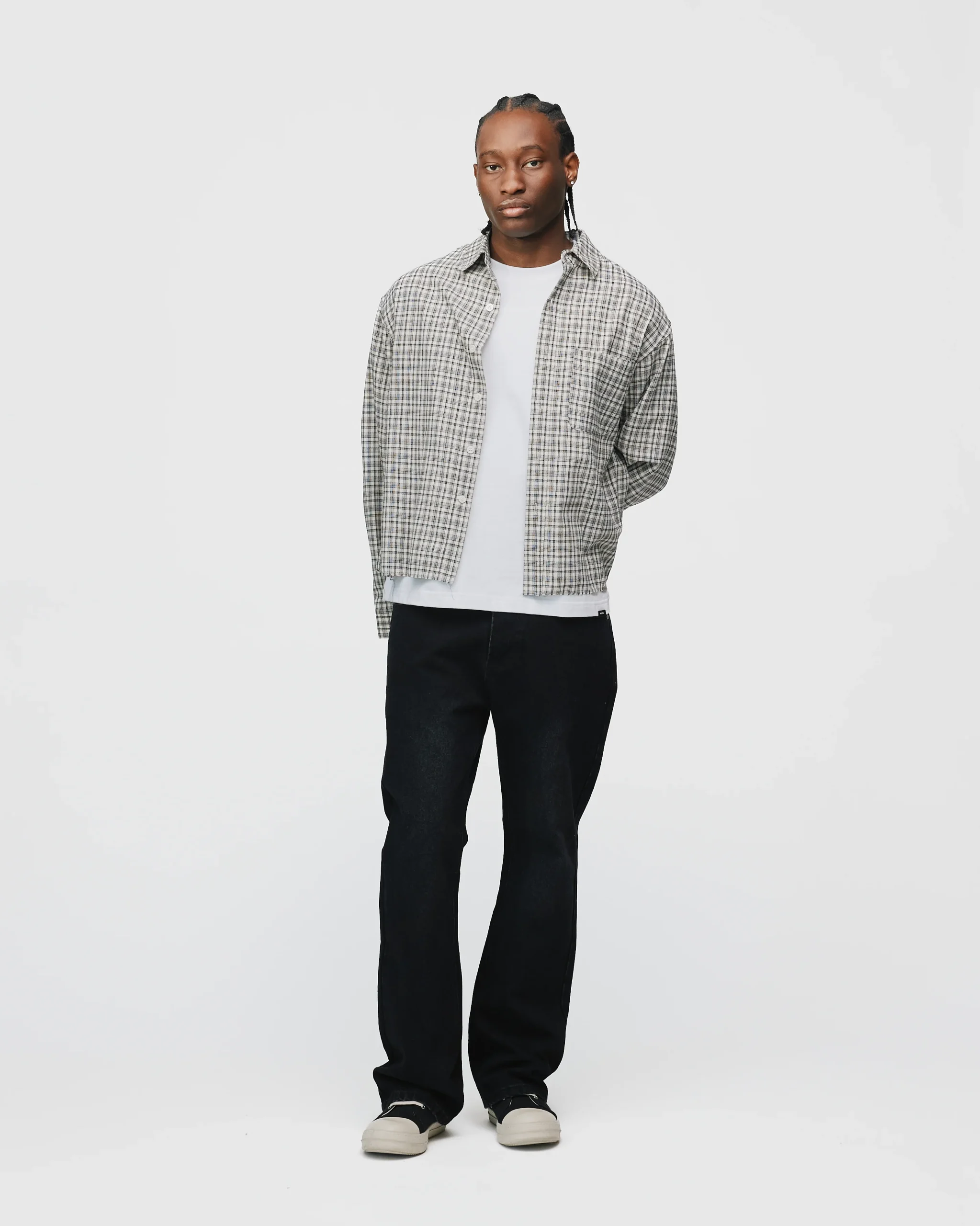 Cropped Flannel - Black
