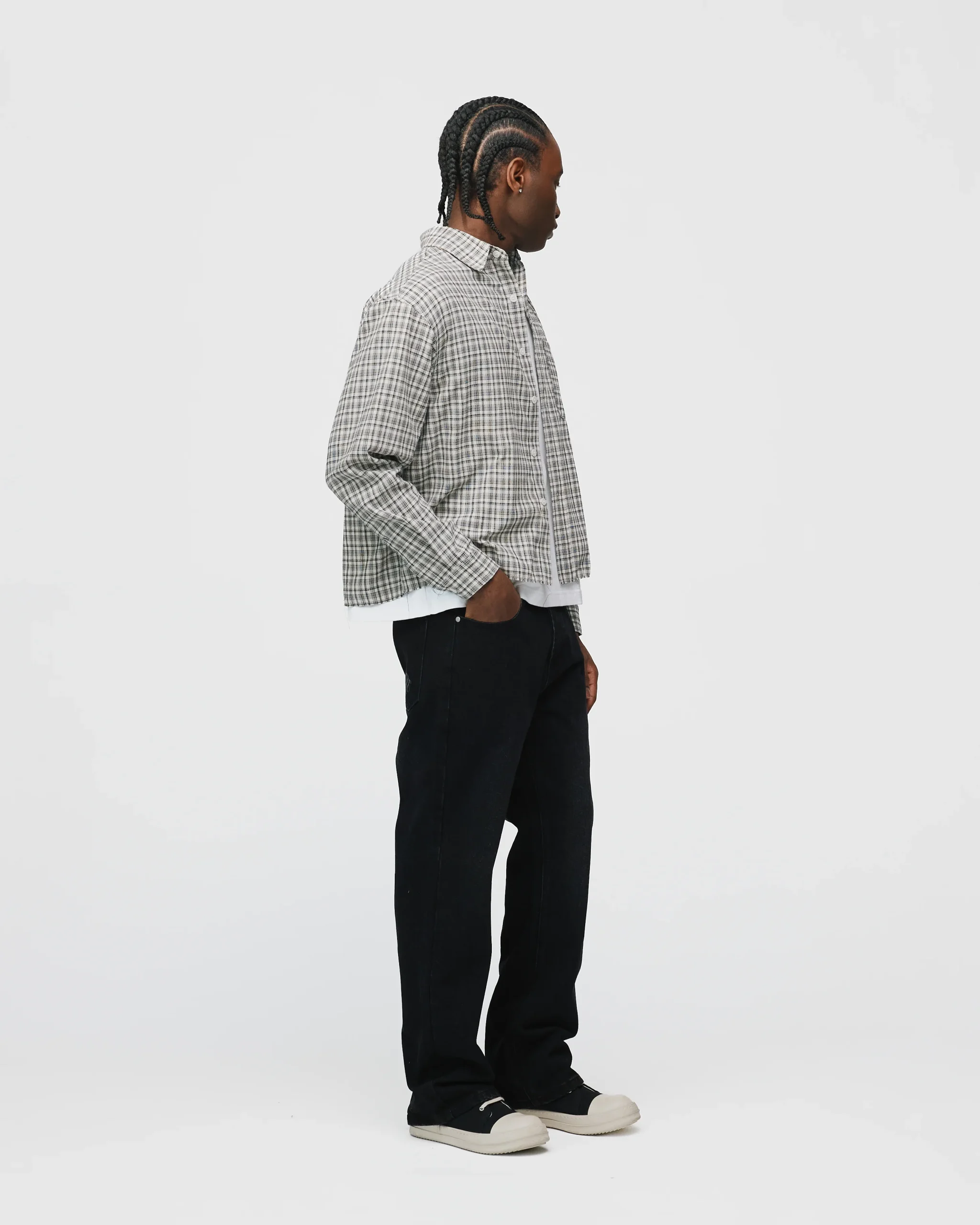 Cropped Flannel - Black