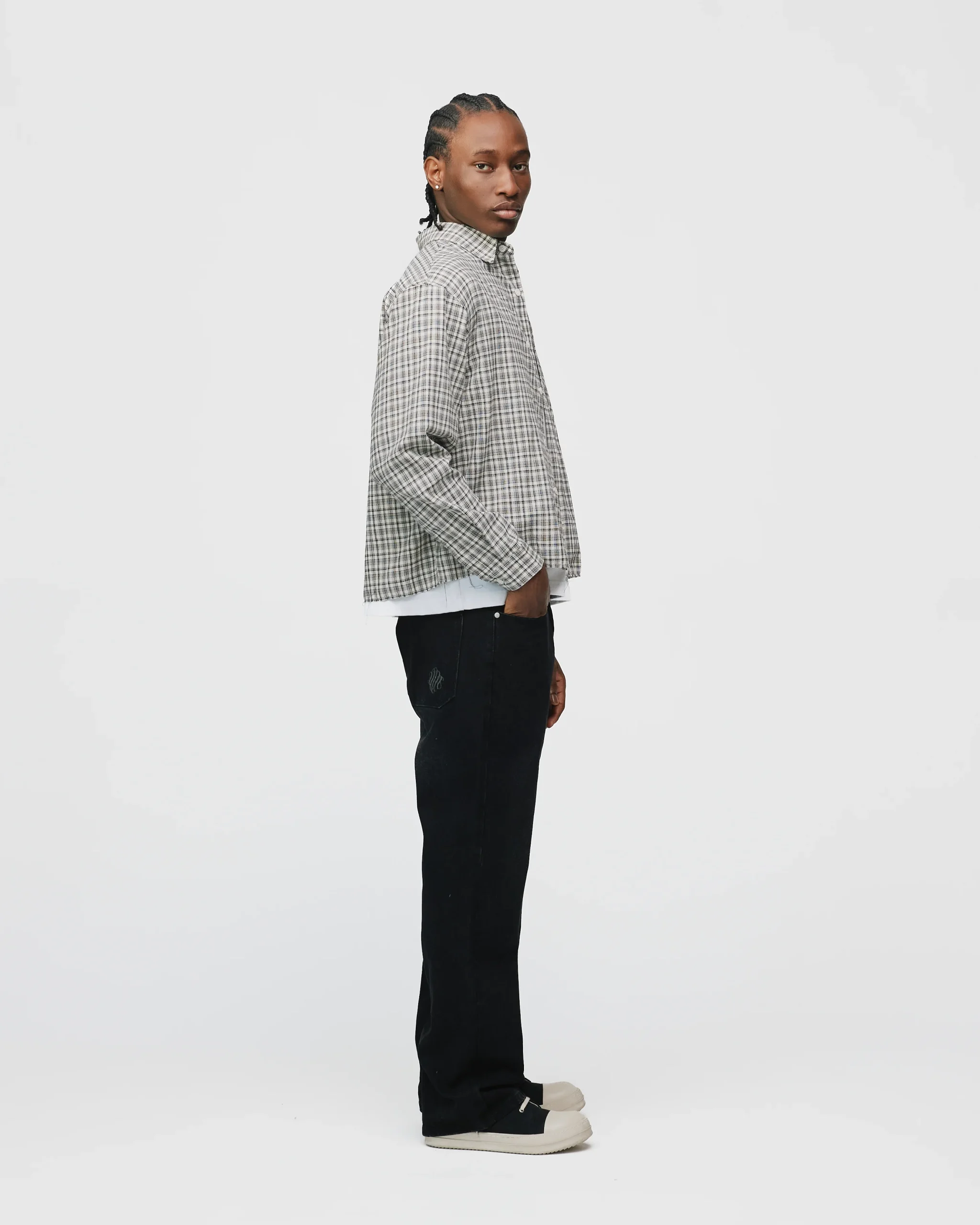 Cropped Flannel - Black