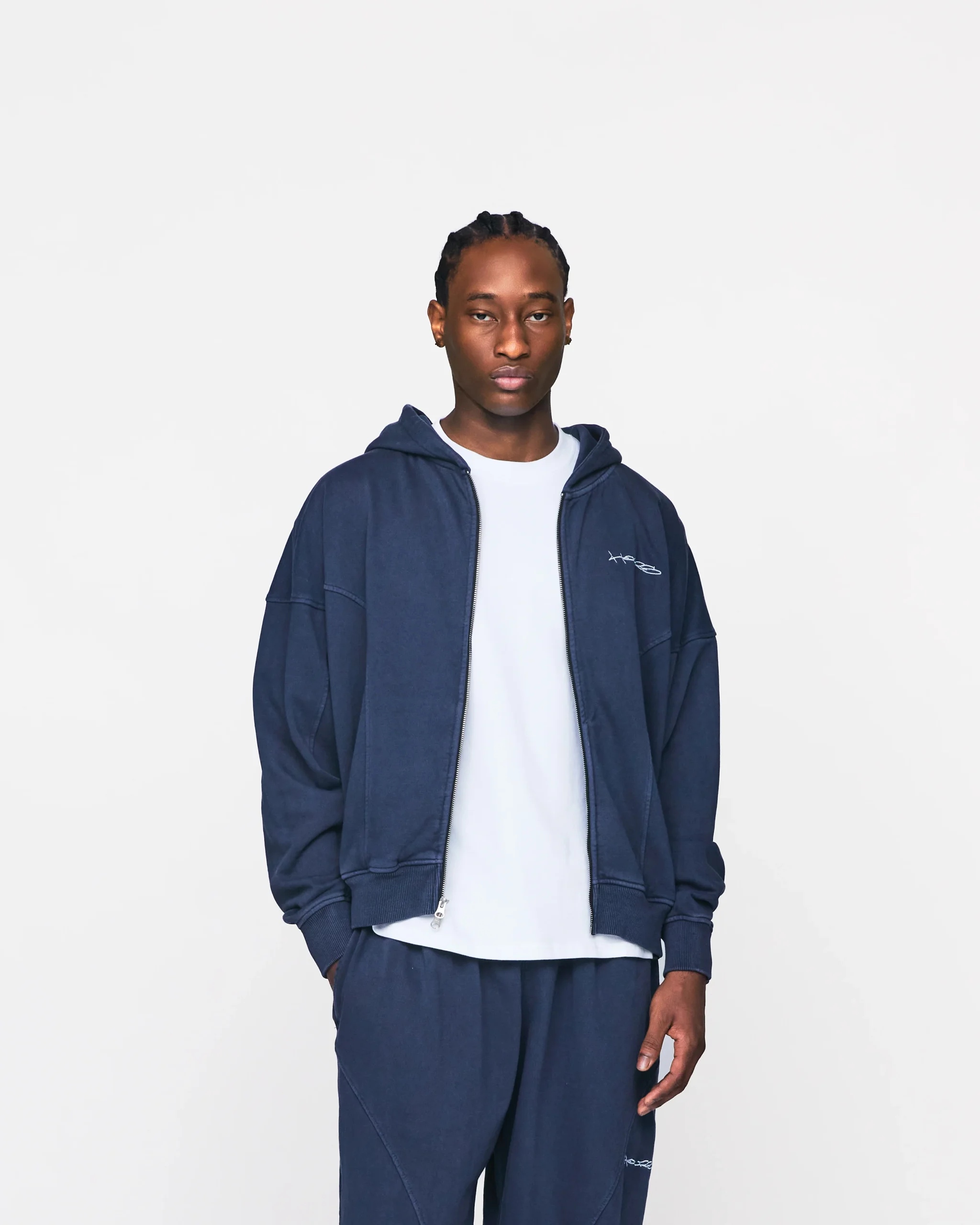 Signature Zip Hoodie - Vintage Navy