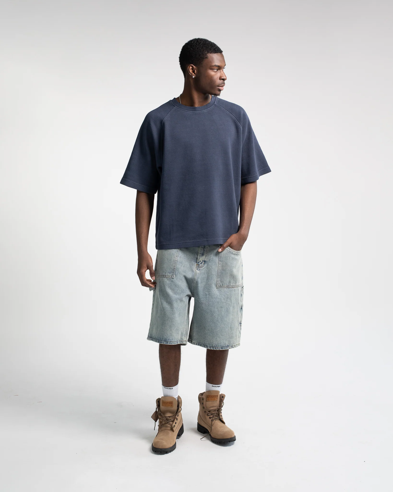 Thermal Boxy T-Shirt - Vintage Navy