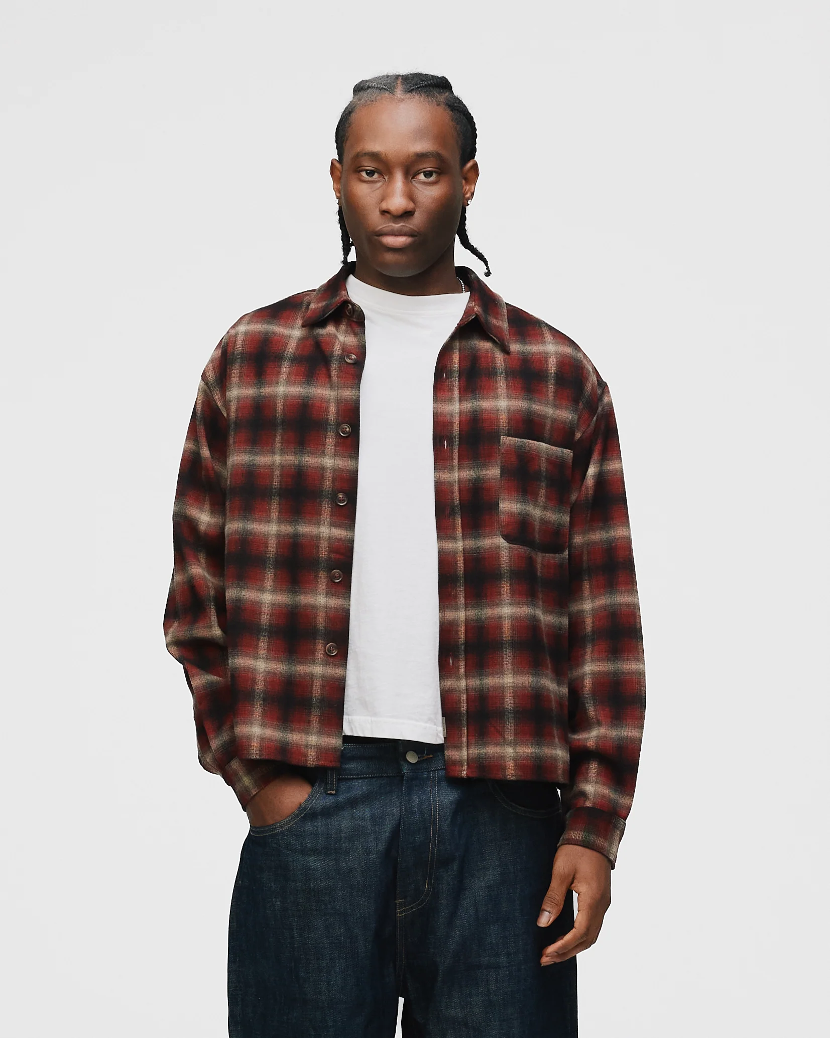 Cropped Flannel - Red