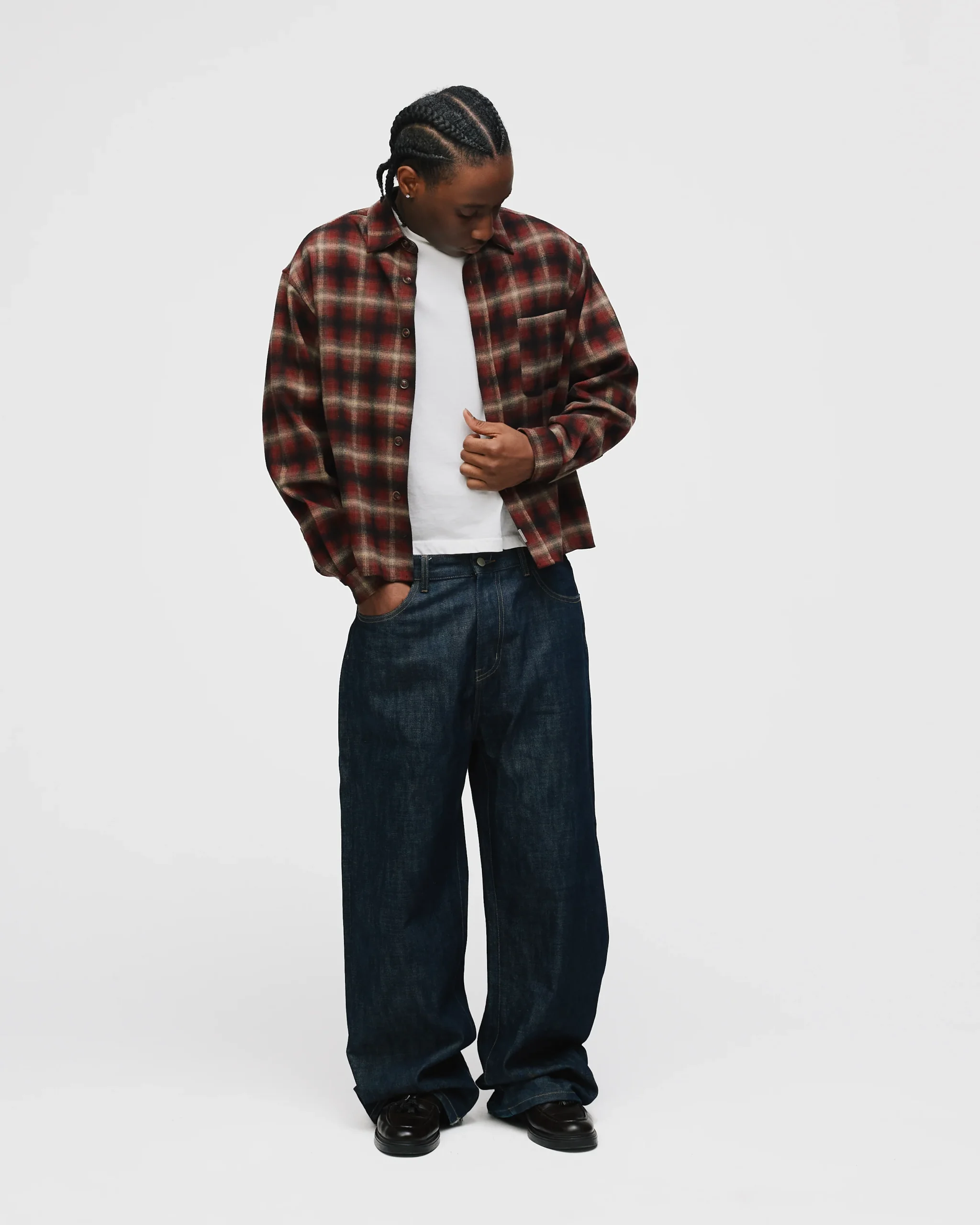 Cropped Flannel - Red