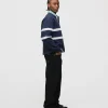 Cropped Rugby Shirt - Navy Blue