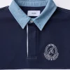 Cropped Rugby Shirt - Navy Blue