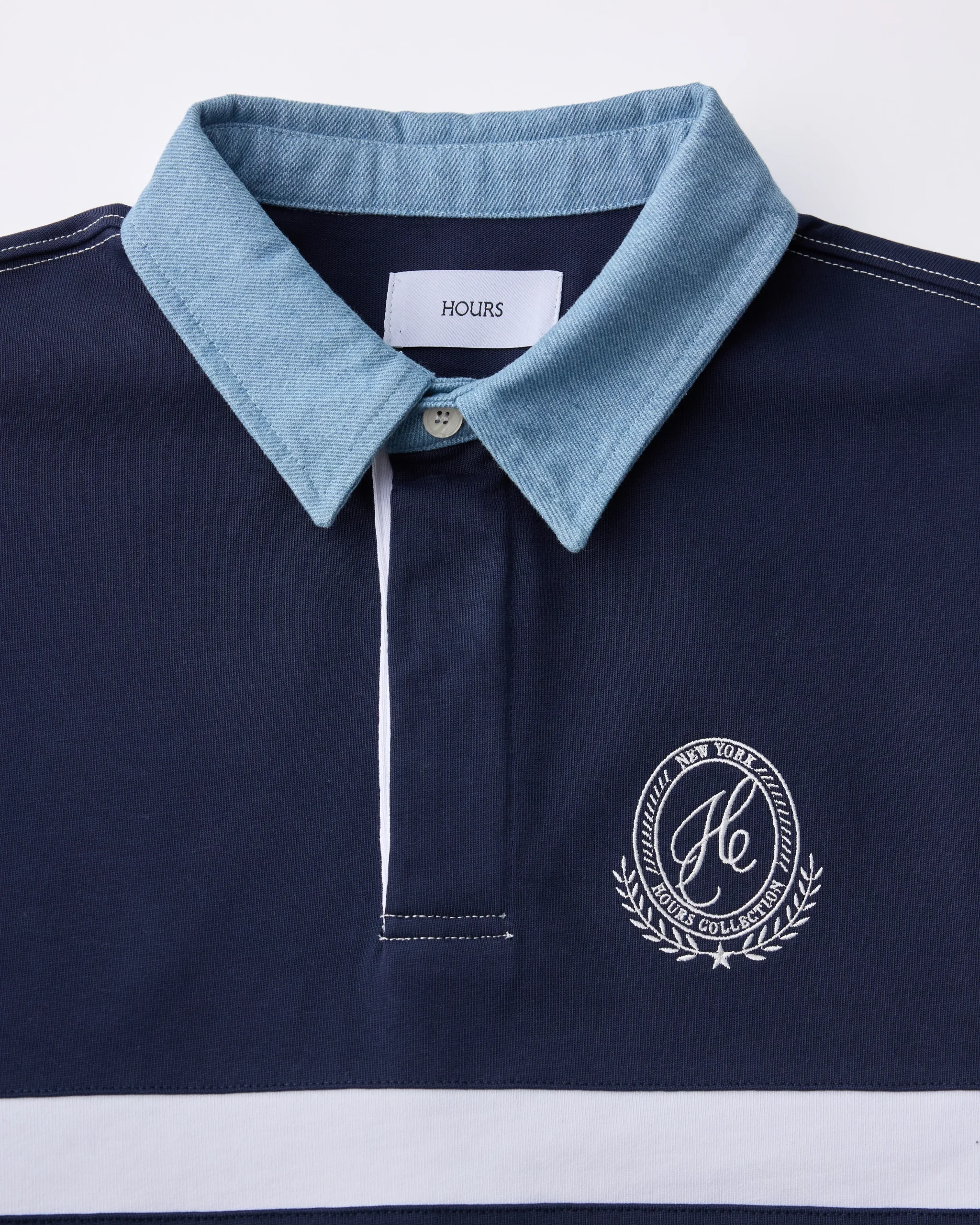 Cropped Rugby Shirt - Navy Blue