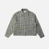 Cropped Zip Flannel - Grey