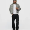 Cropped Zip Flannel - Grey