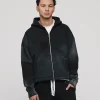 Cropped Zip Hoodie - Sunfaded Black