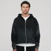 Cropped Zip Hoodie - Sunfaded Black