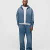 Cropped Zip Hoodie - Sunfaded Blue