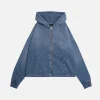 Cropped Zip Hoodie - Sunfaded Blue