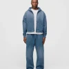 Cropped Zip Hoodie - Sunfaded Blue