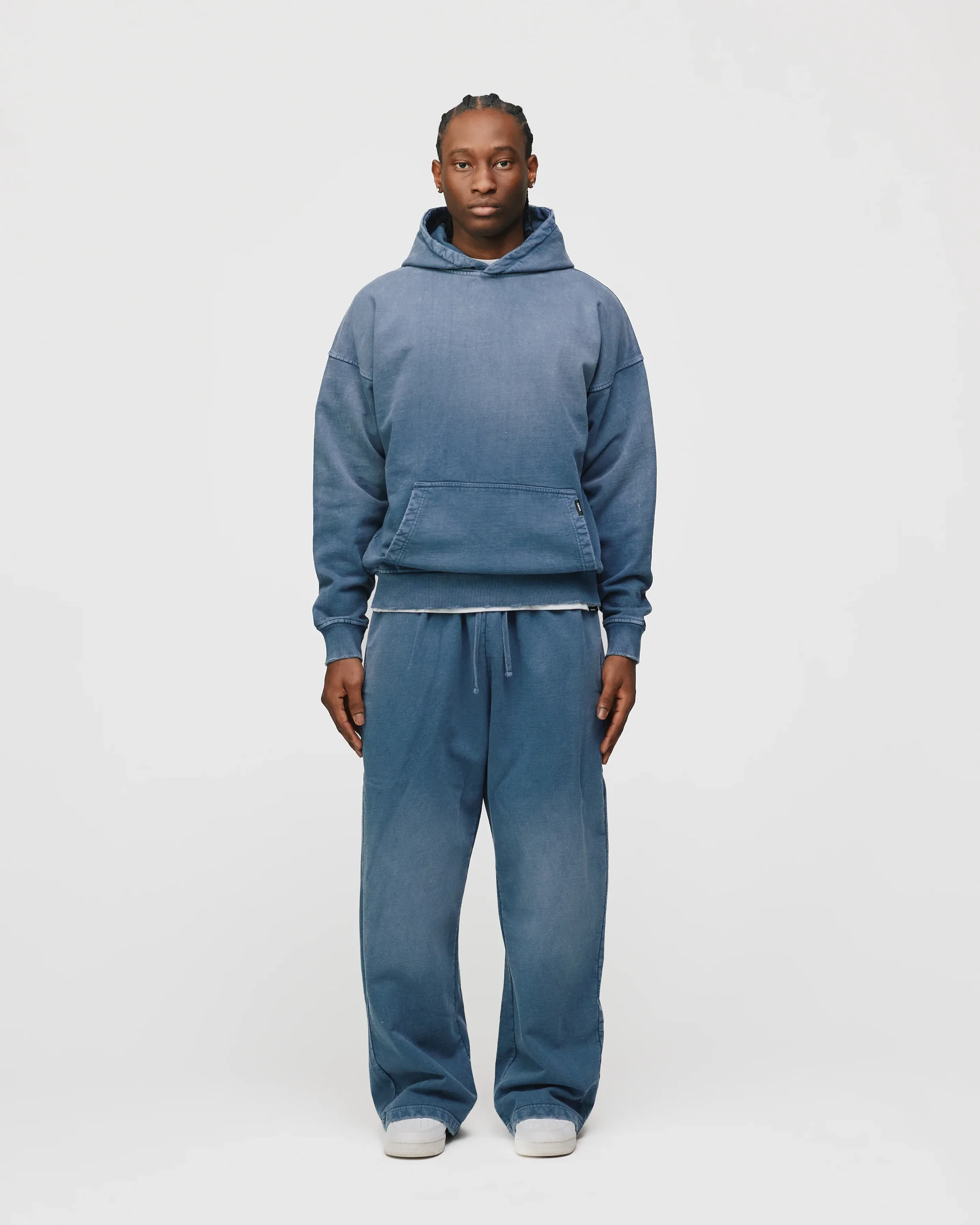 Drop Shoulder Hoodie - Sunfaded Blue