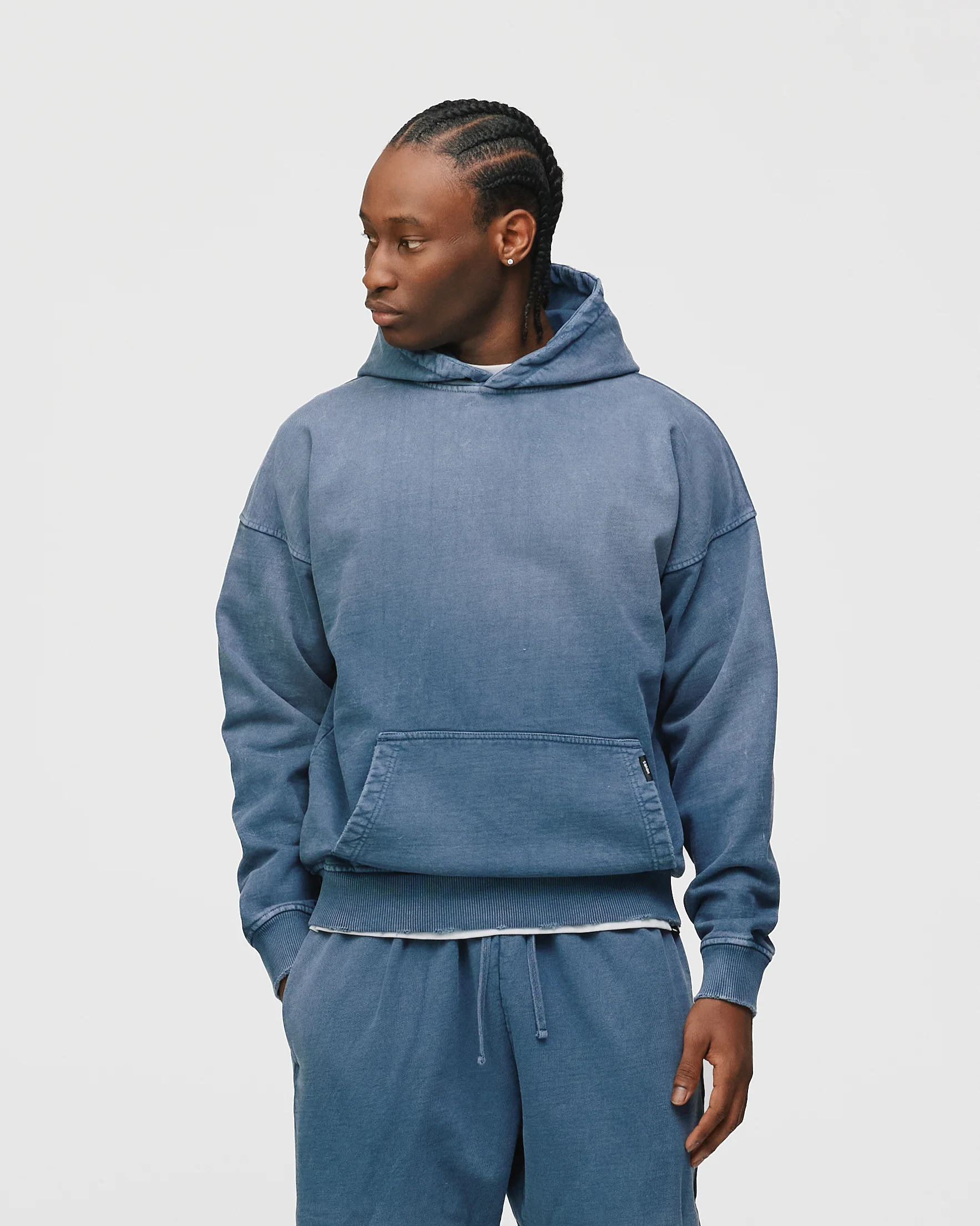 Drop Shoulder Hoodie - Sunfaded Blue