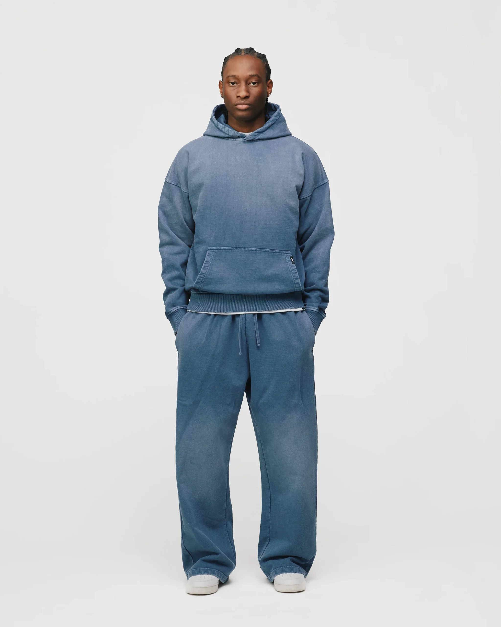 Drop Shoulder Hoodie - Sunfaded Blue