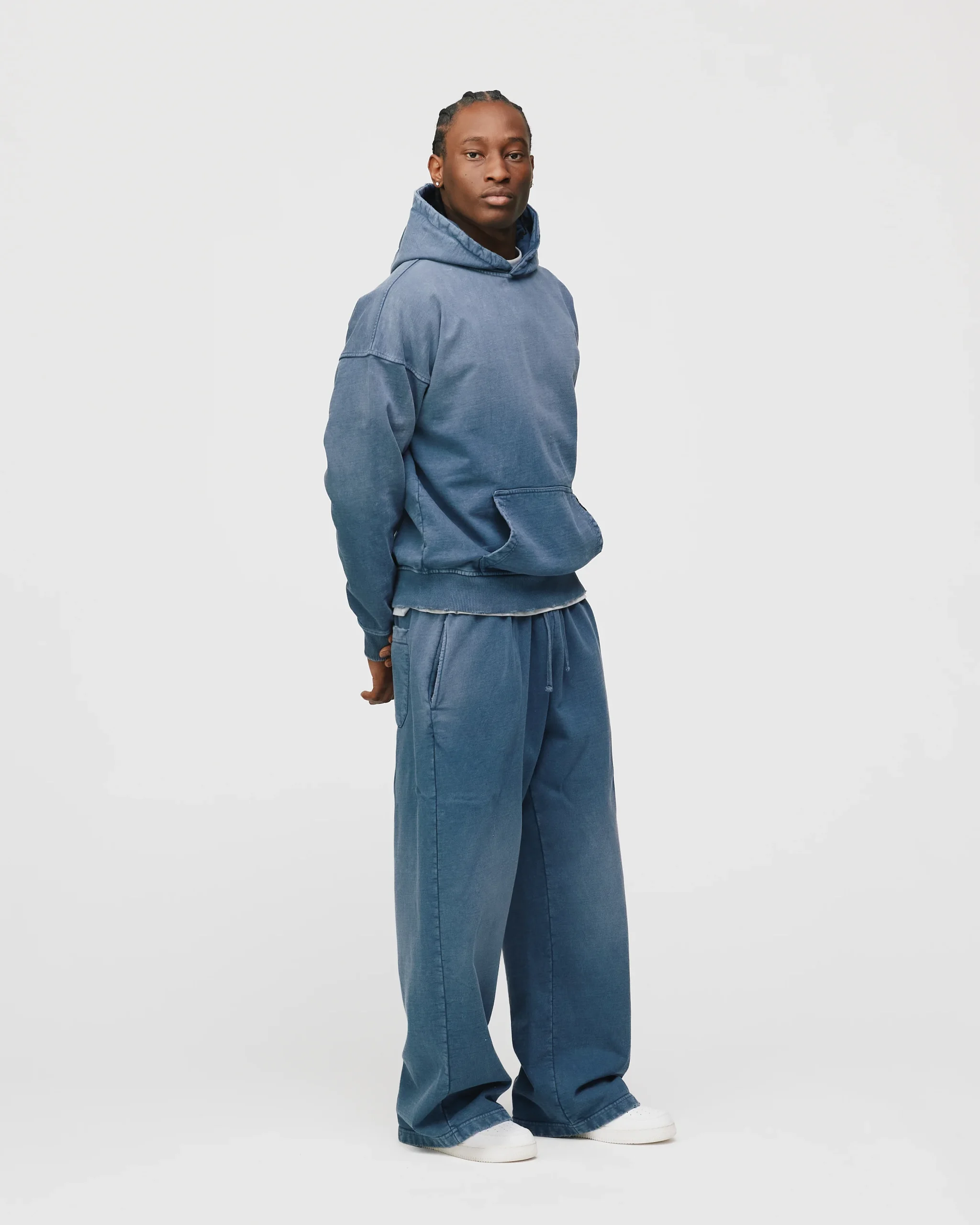 Drop Shoulder Hoodie - Sunfaded Blue