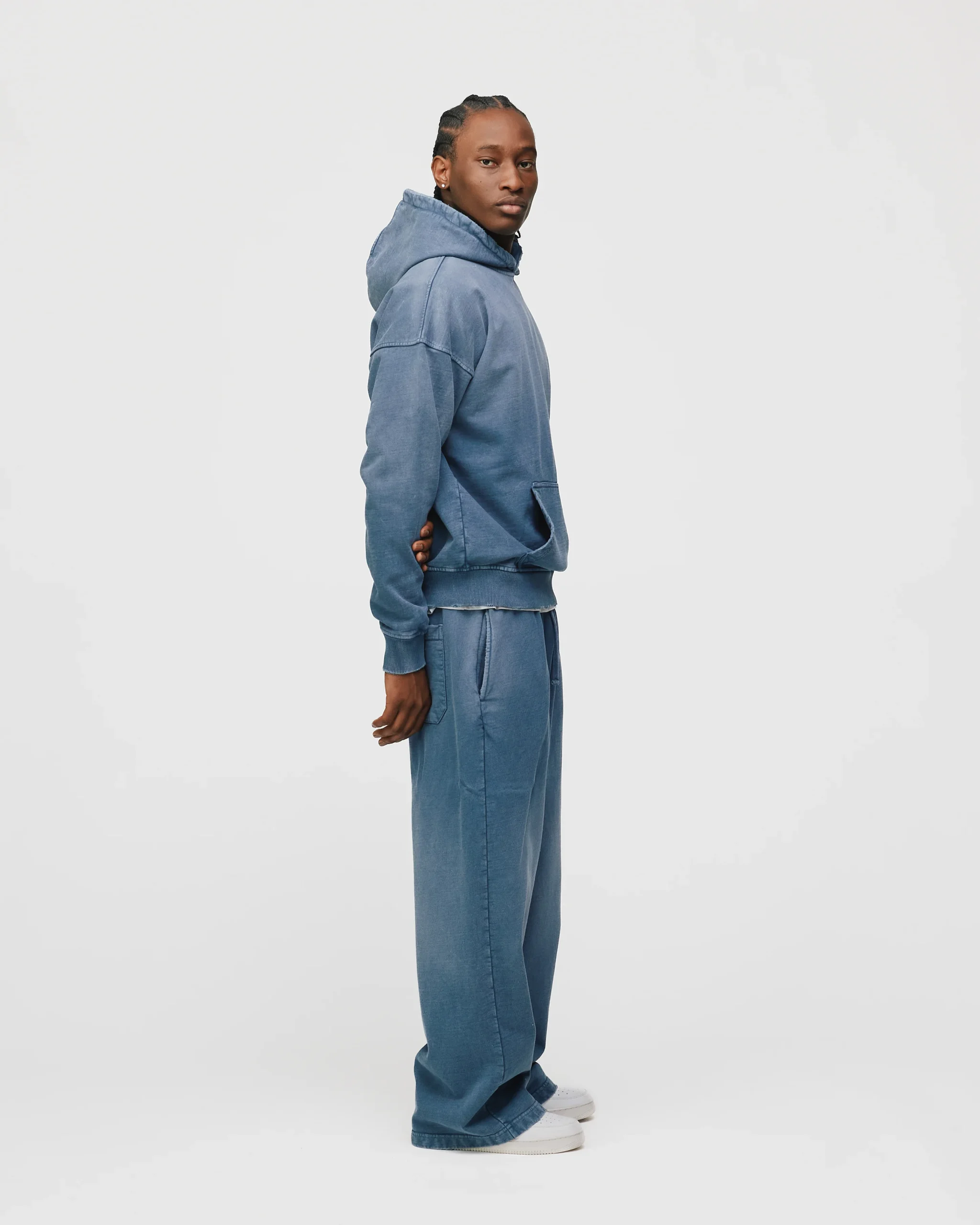 Drop Shoulder Hoodie - Sunfaded Blue