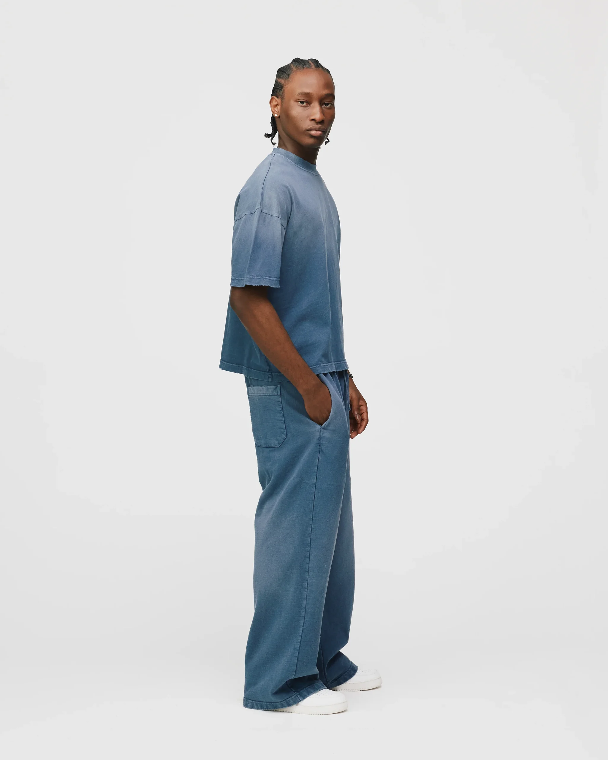 Drop Shoulder T-Shirt - Sunfaded Blue