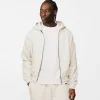 Drop Shoulder Zip Hoodie - Oyster