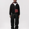 Flannel Zip Hoodie - Black