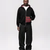 Flannel Zip Hoodie - Black