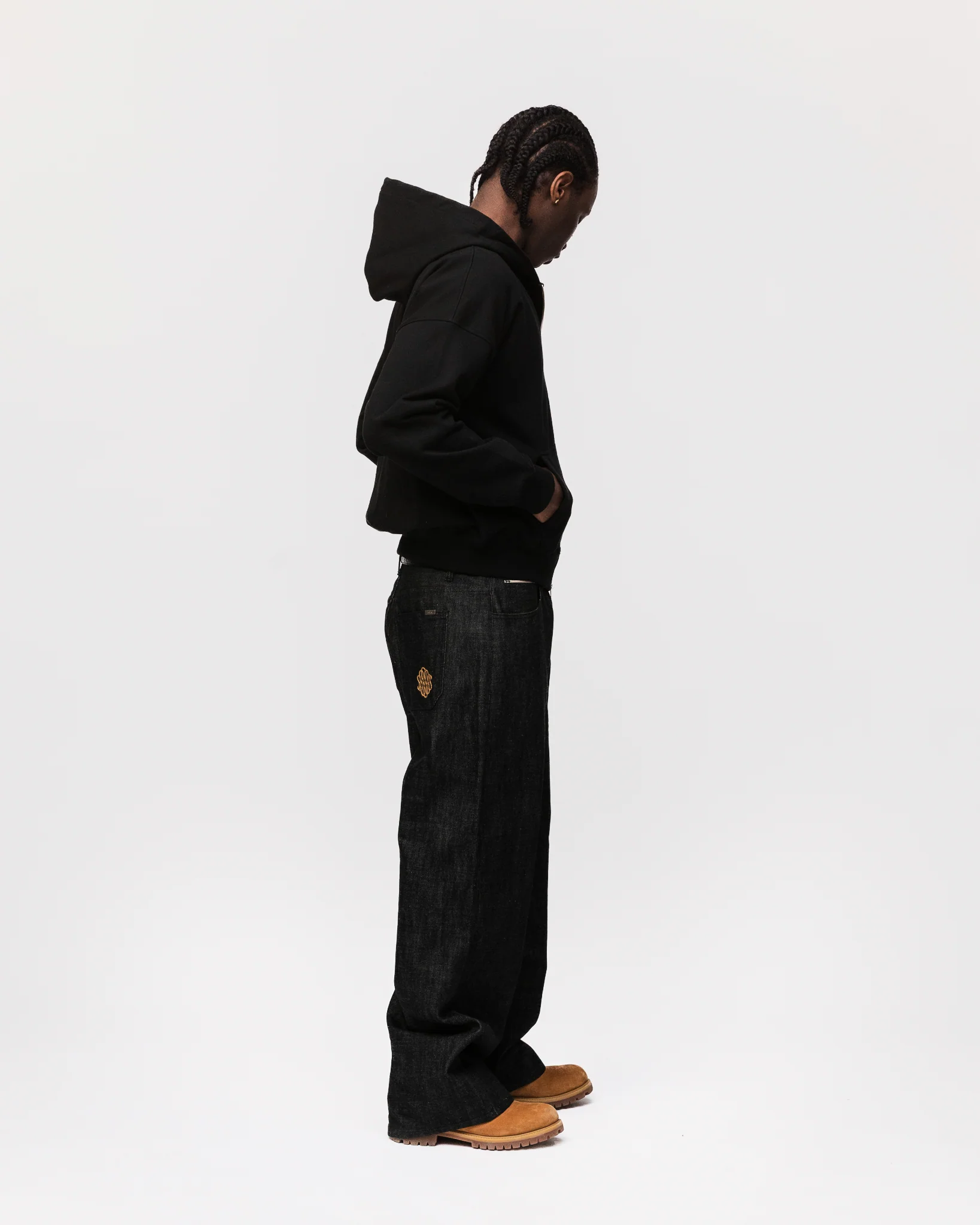 Flannel Zip Hoodie - Black