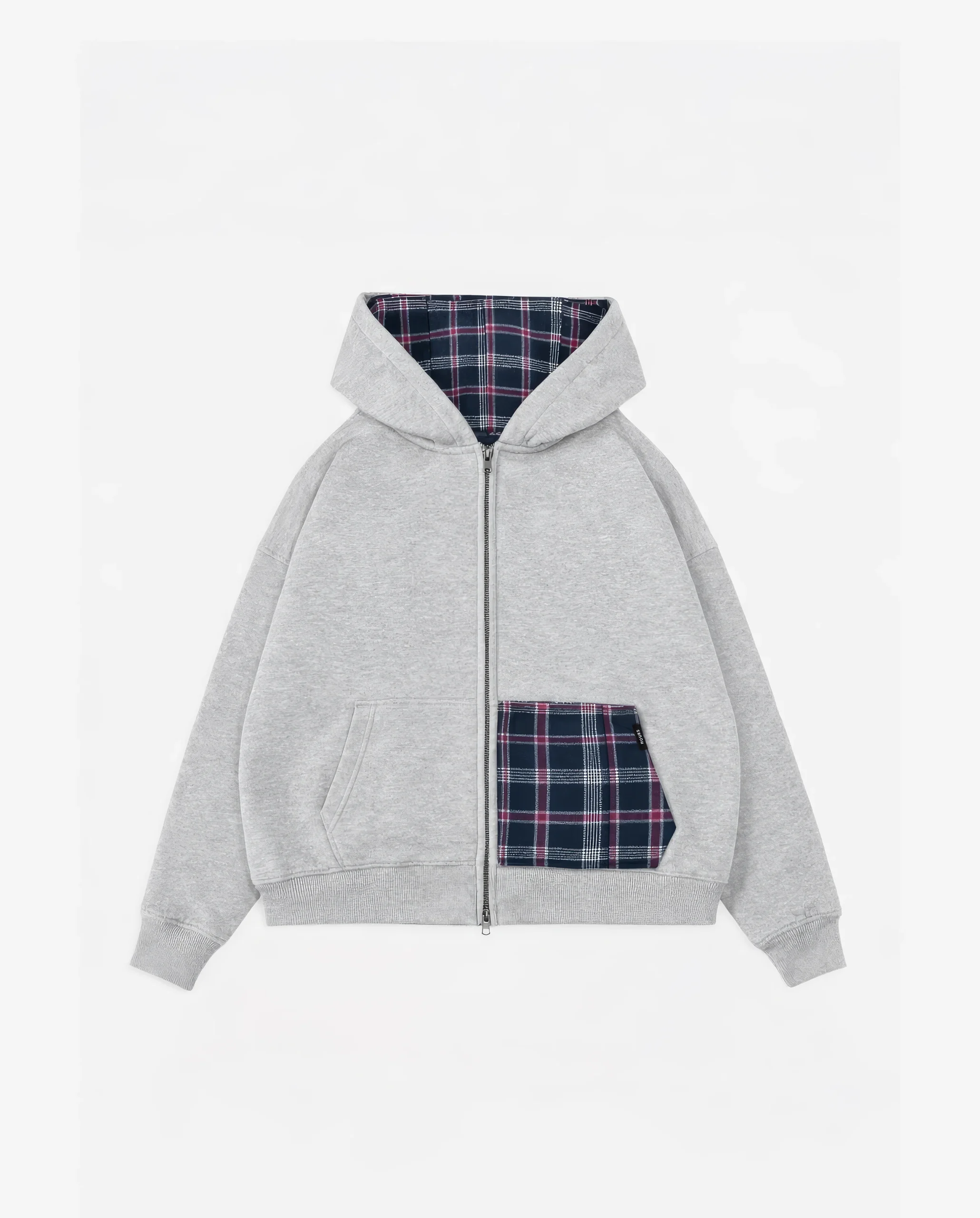 Flannel Zip Hoodie - Grey