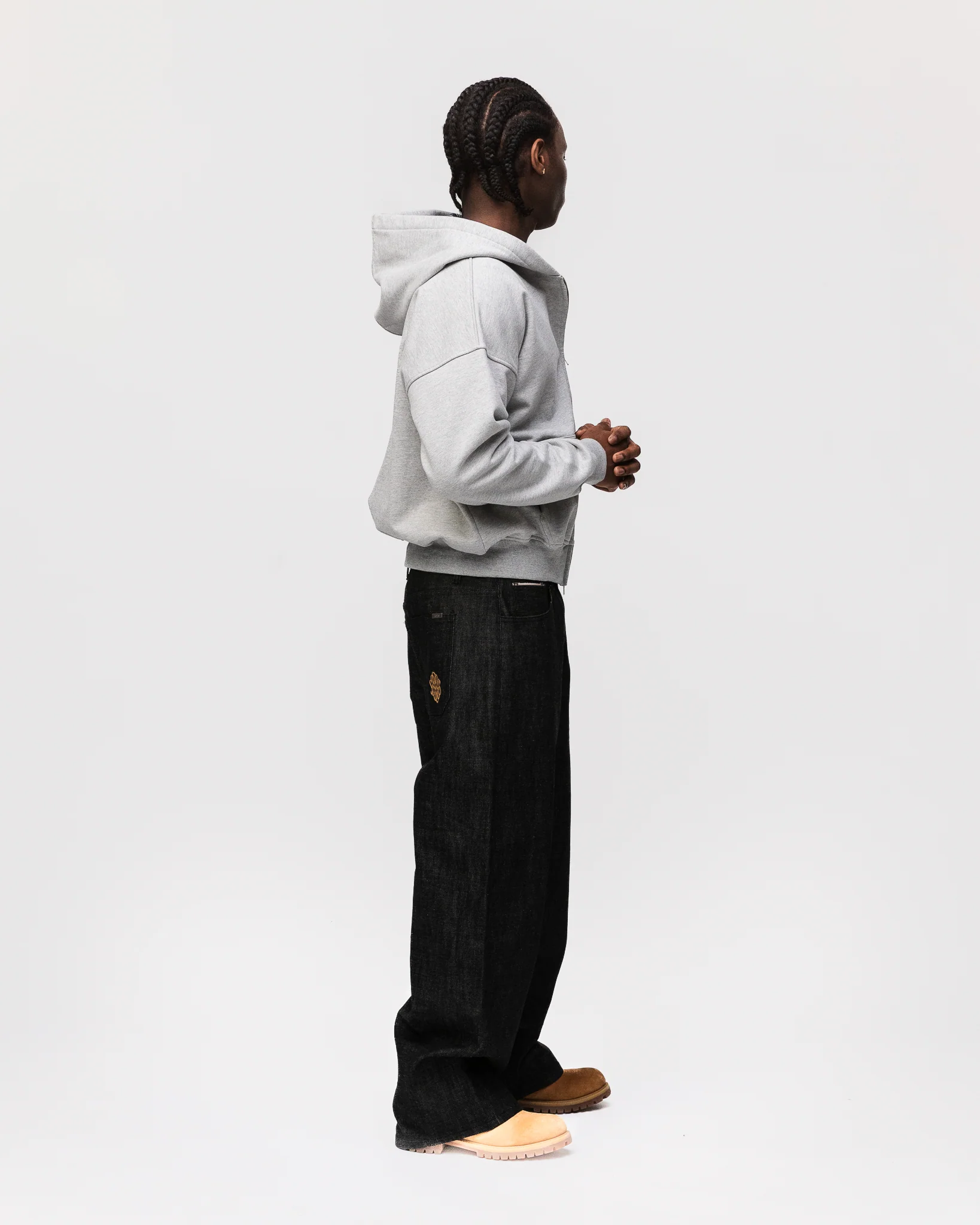 Flannel Zip Hoodie - Grey