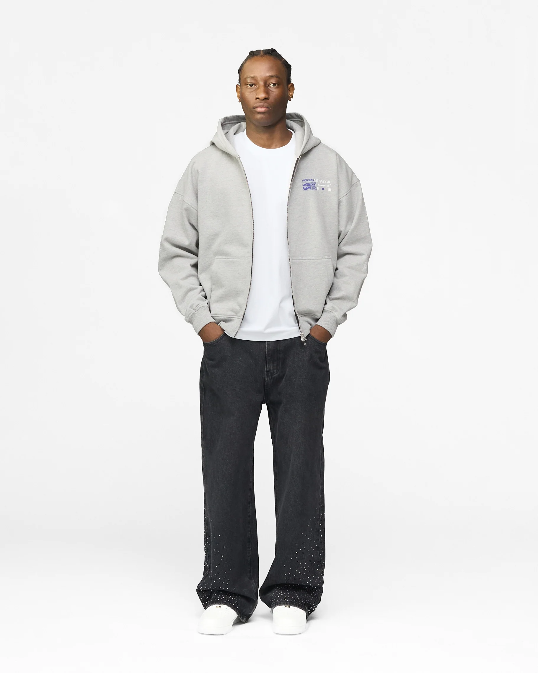 Hours Network Zip Hoodie - Grey