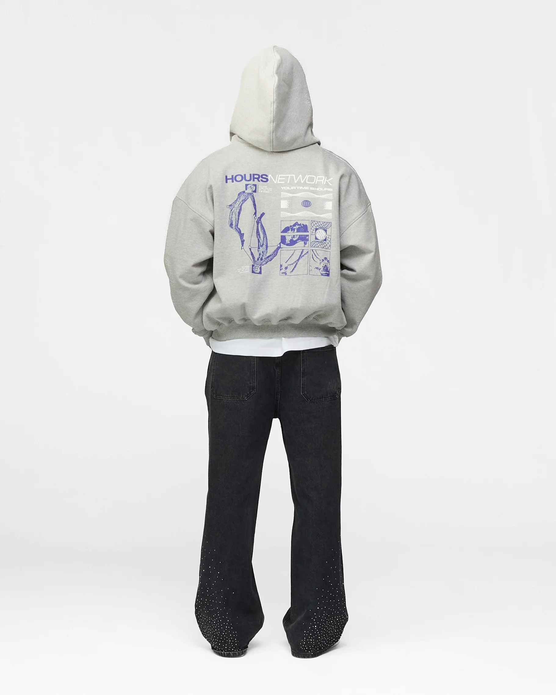 Hours Network Zip Hoodie - Grey
