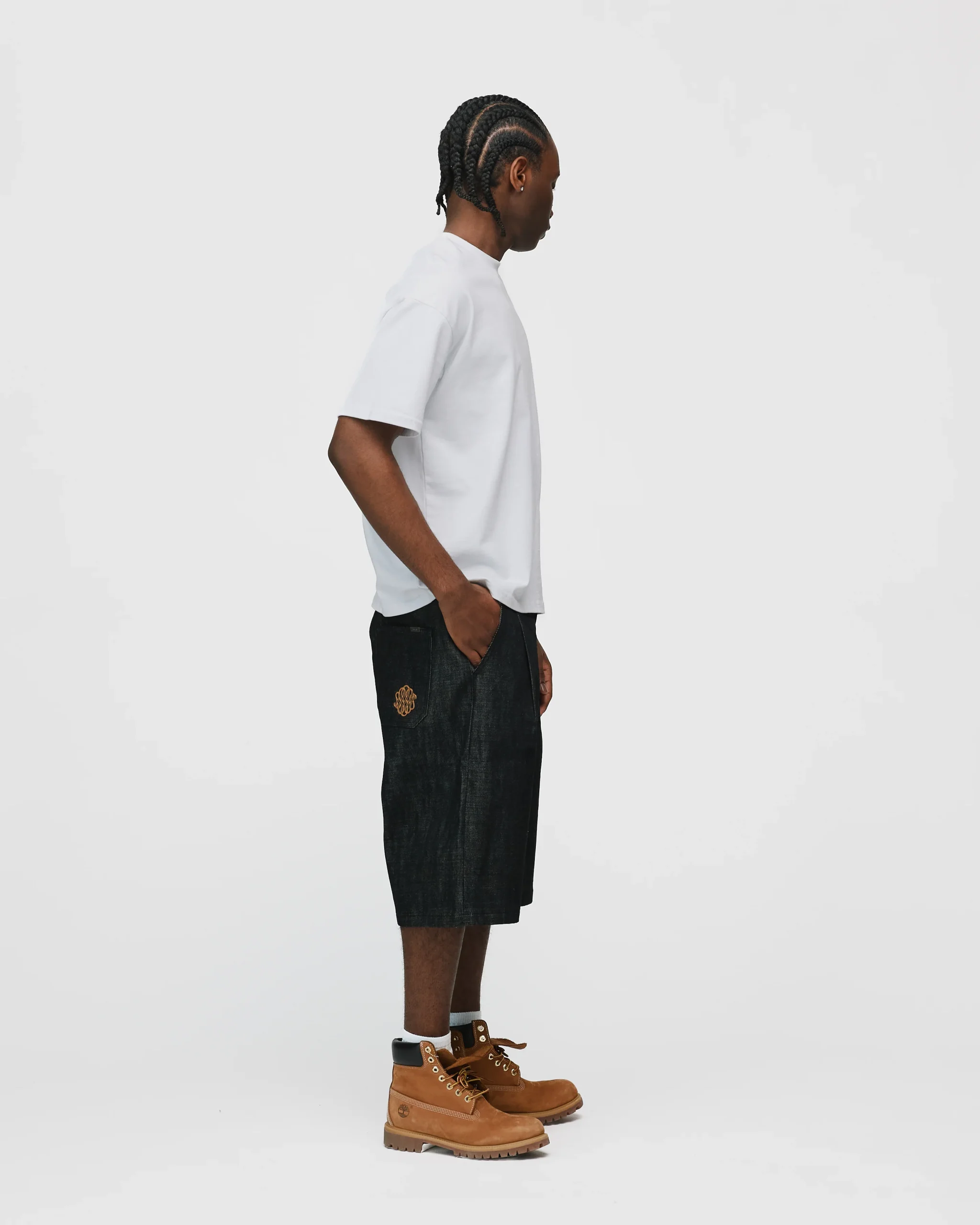 Raw Denim Shorts - Black