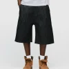 Raw Denim Shorts - Black