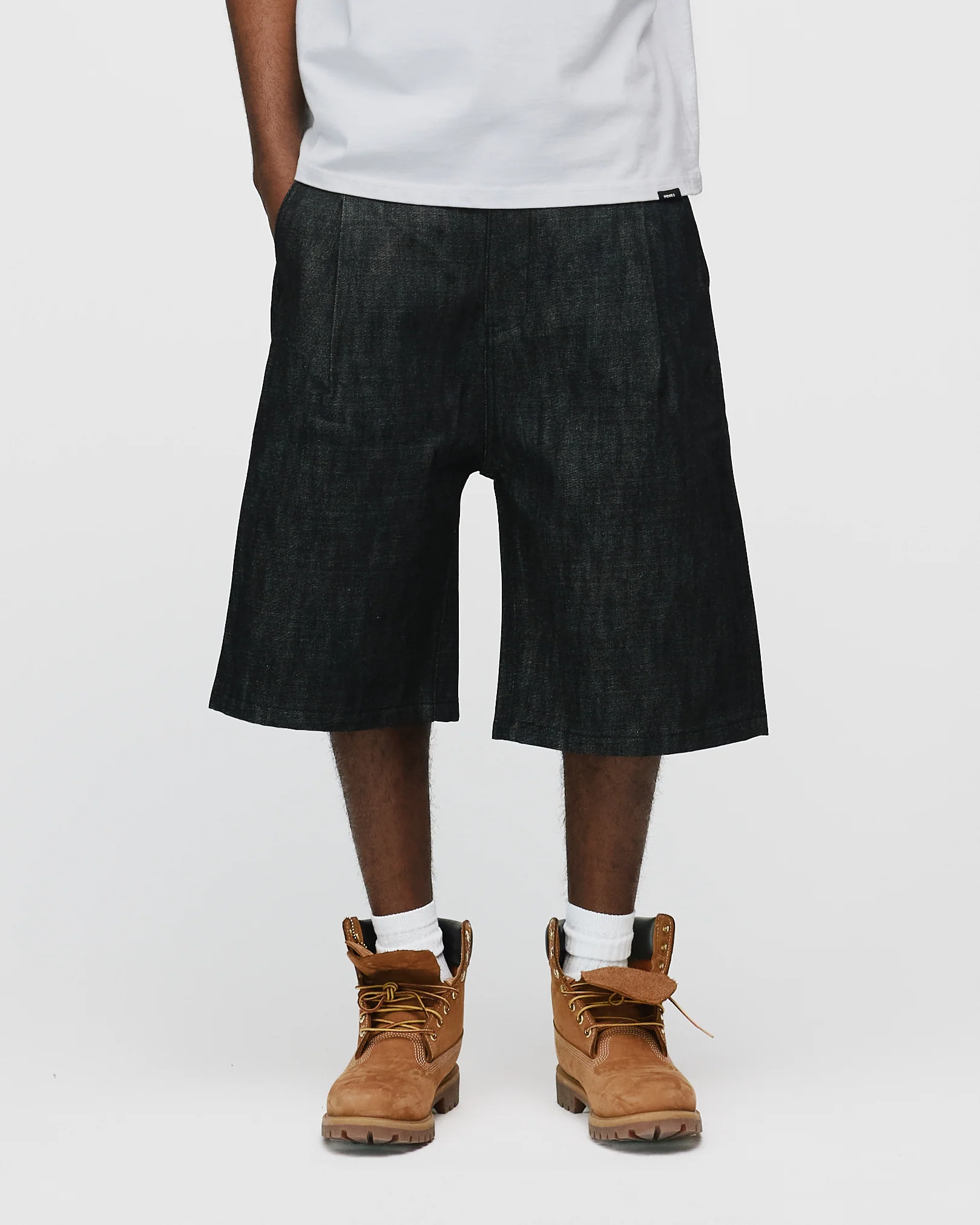 Raw Denim Shorts - Black