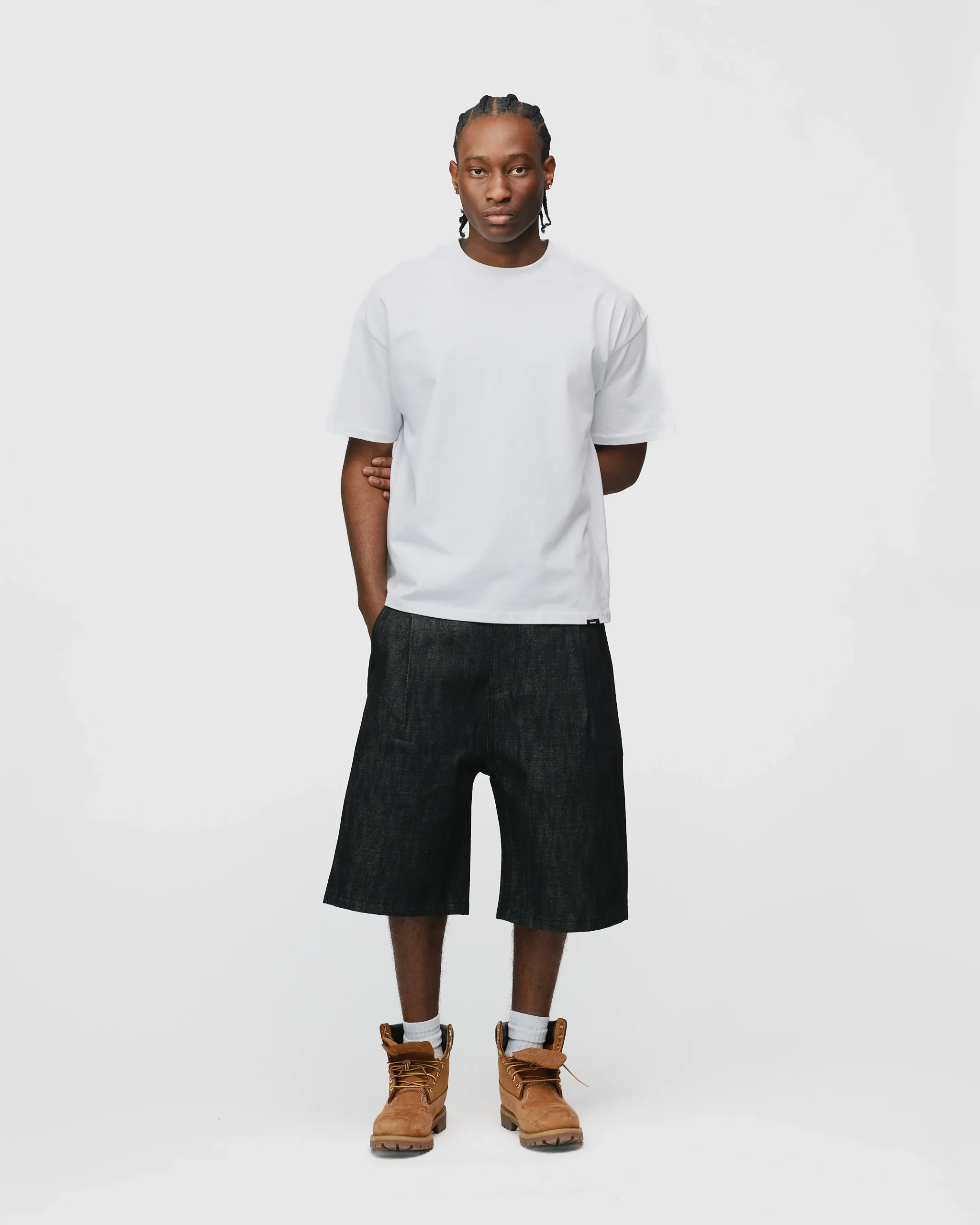 Raw Denim Shorts - Black