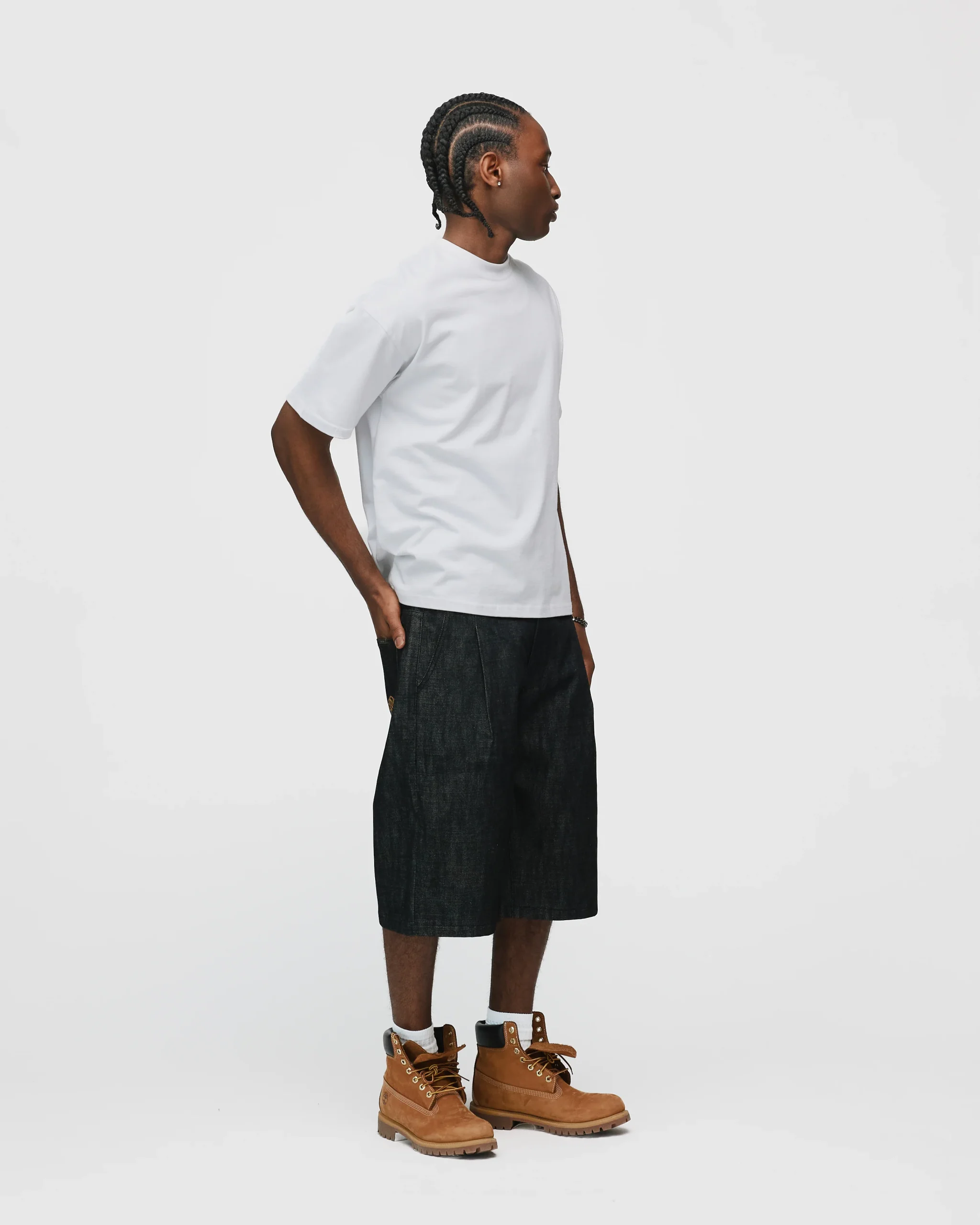 Raw Denim Shorts - Black