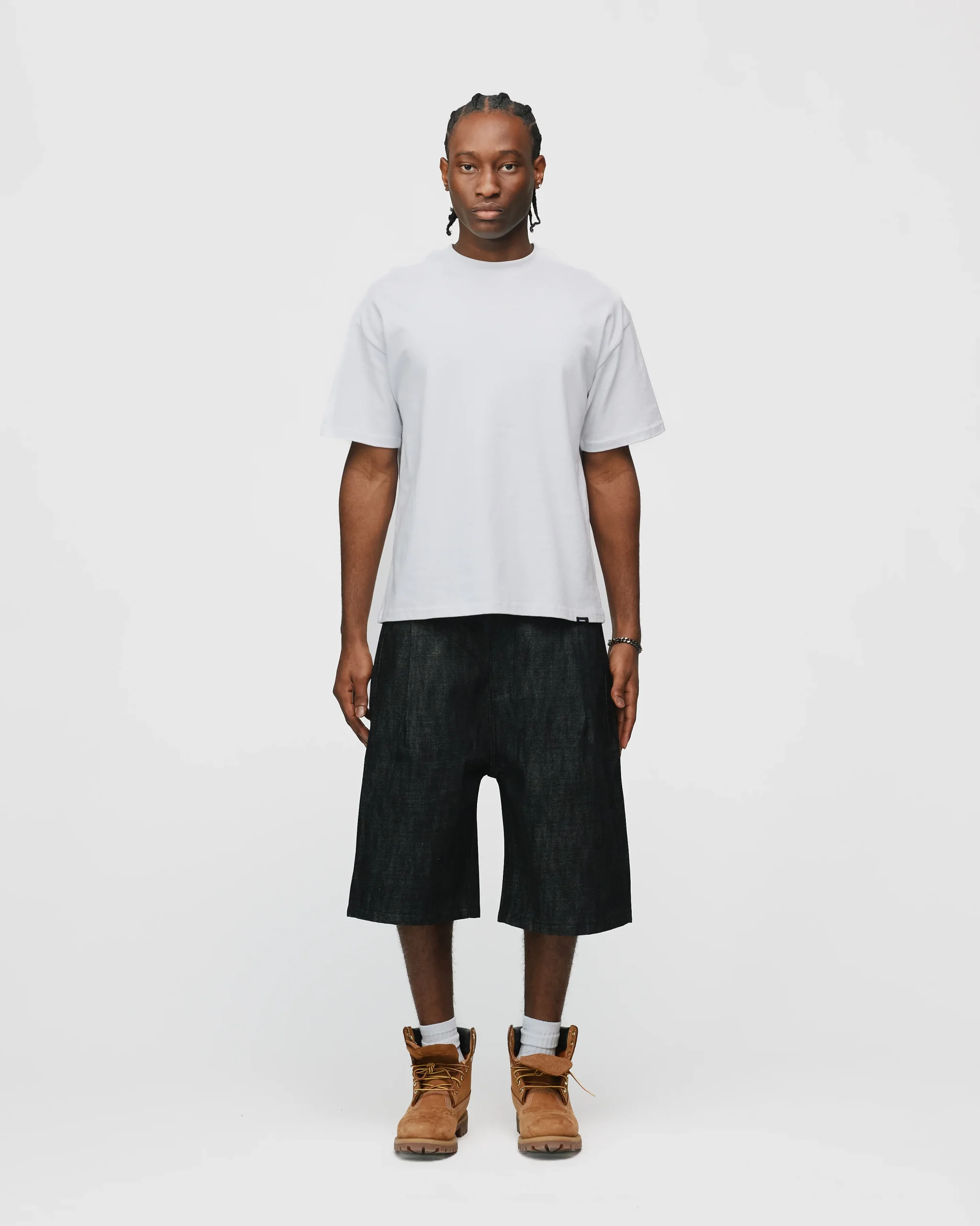 Raw Denim Shorts - Black