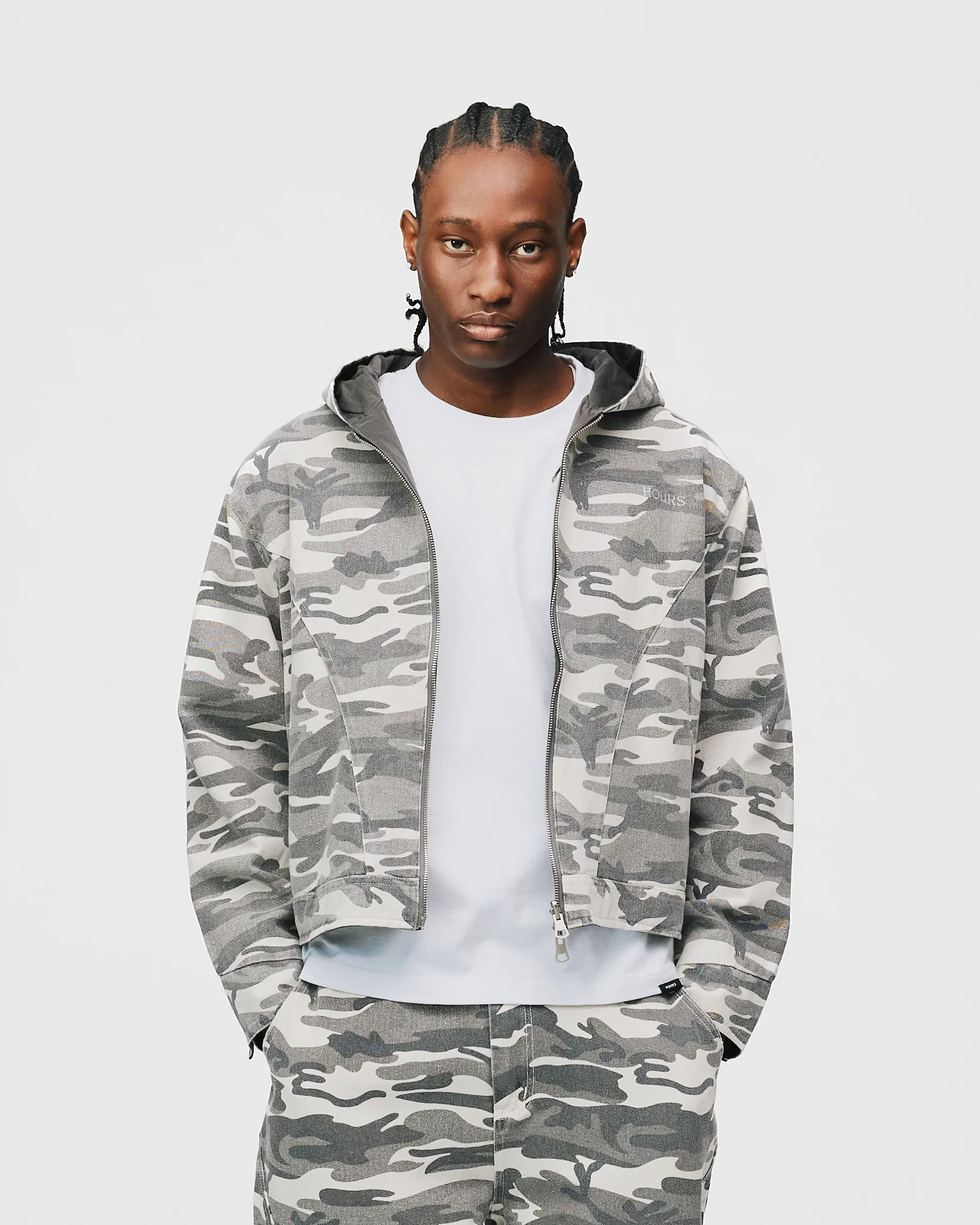 Reversible Hooded Jacket - White Camo