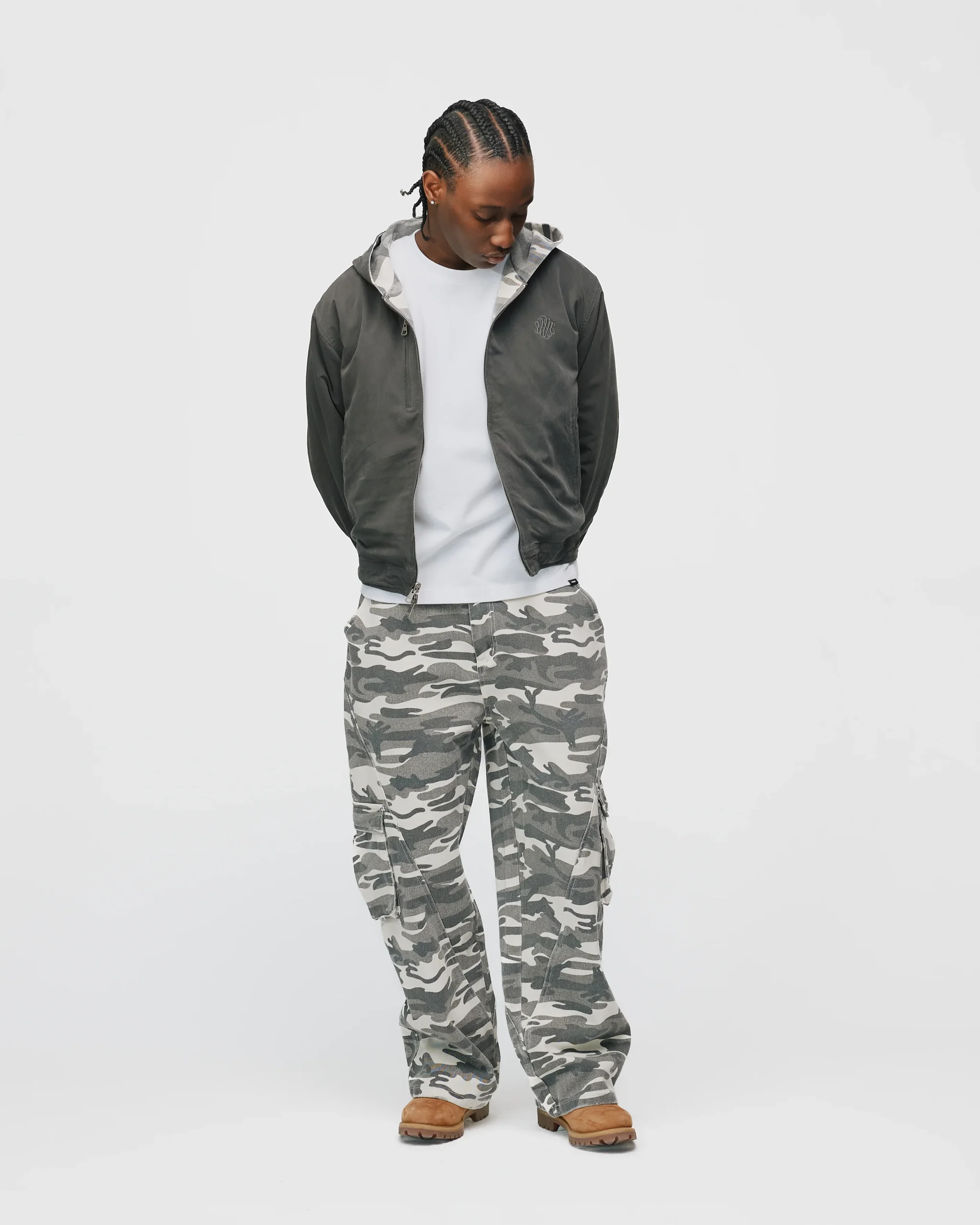 Reversible Hooded Jacket - White Camo