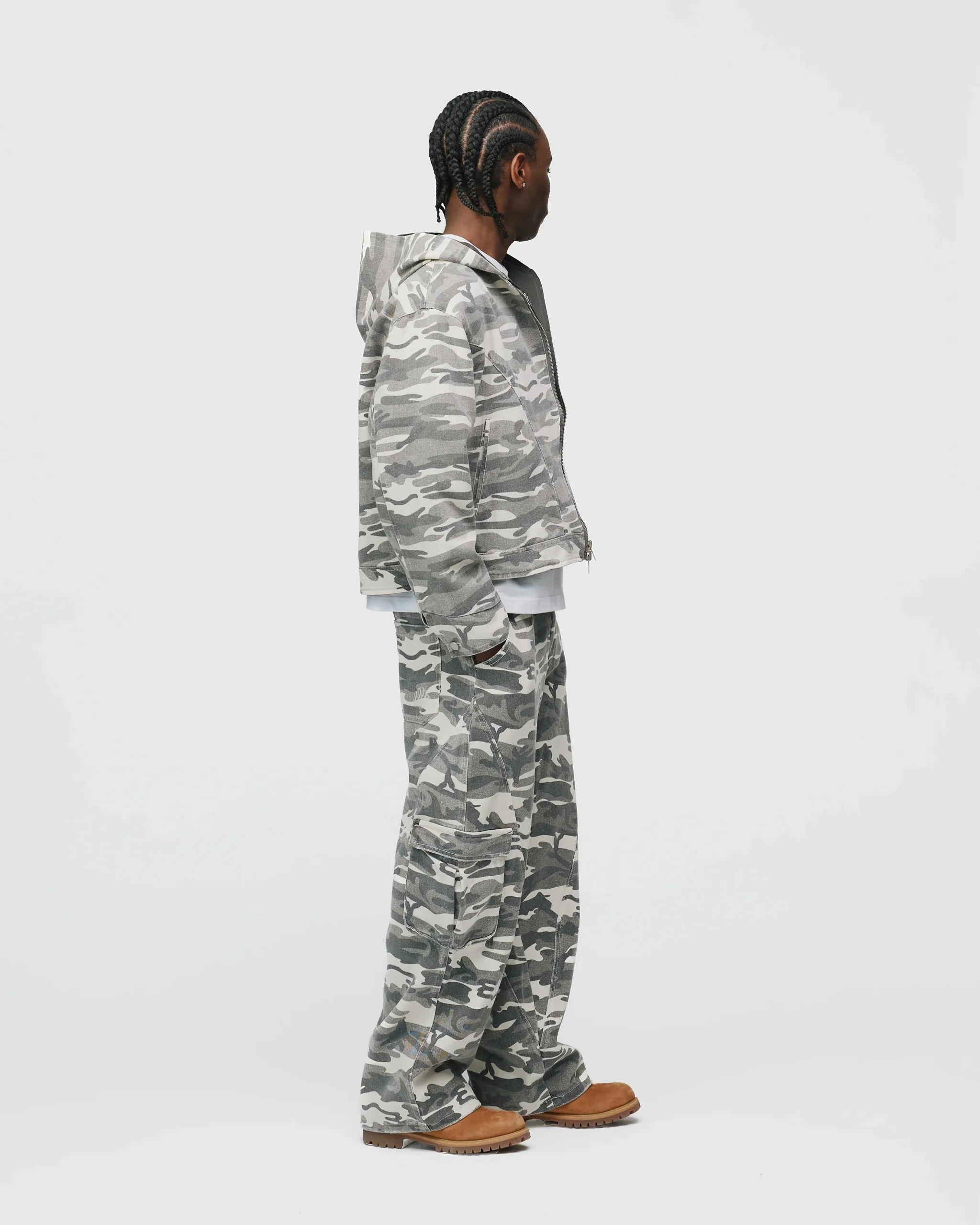 Reversible Hooded Jacket - White Camo