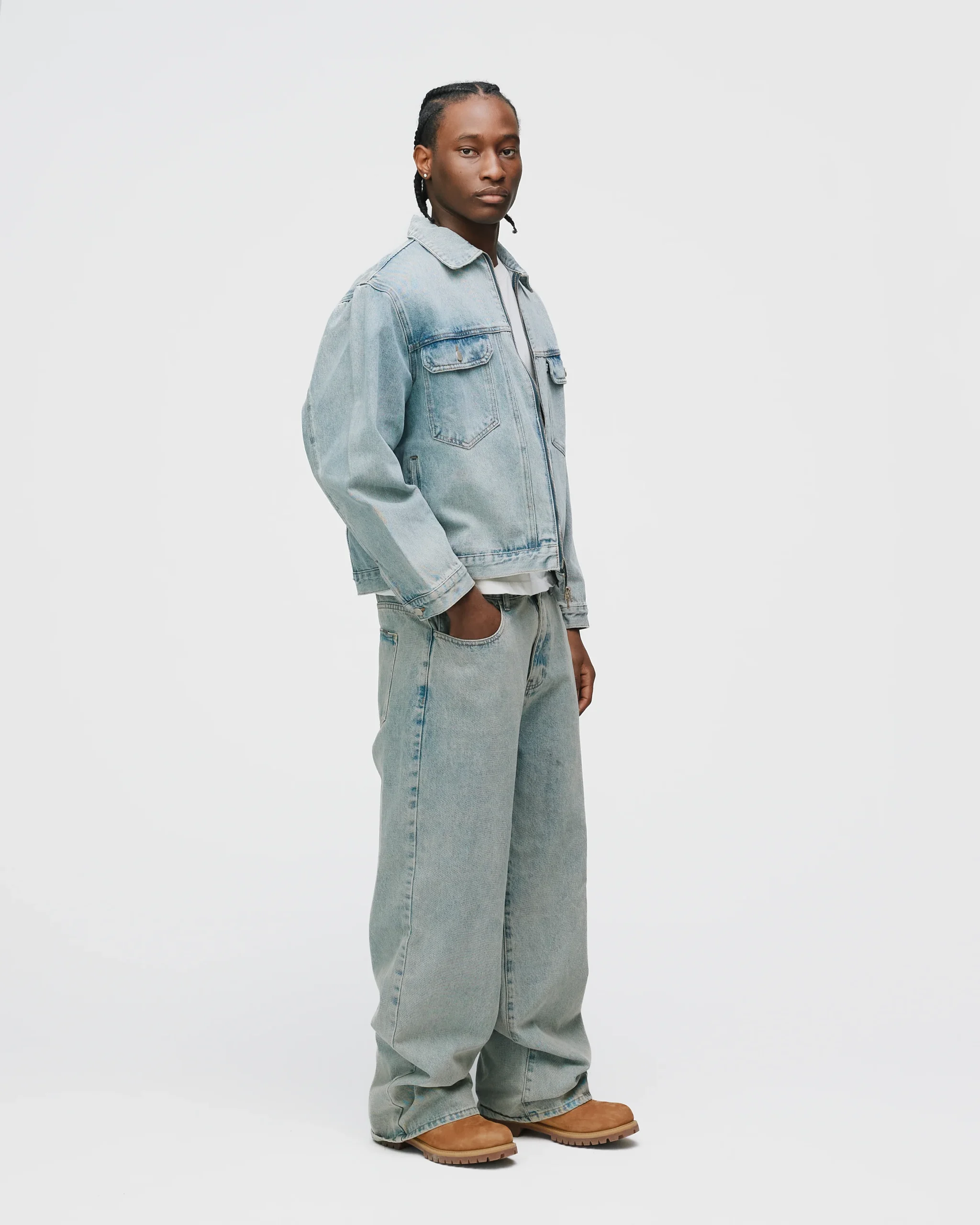 Baggy Denim Pants - Washed Blue