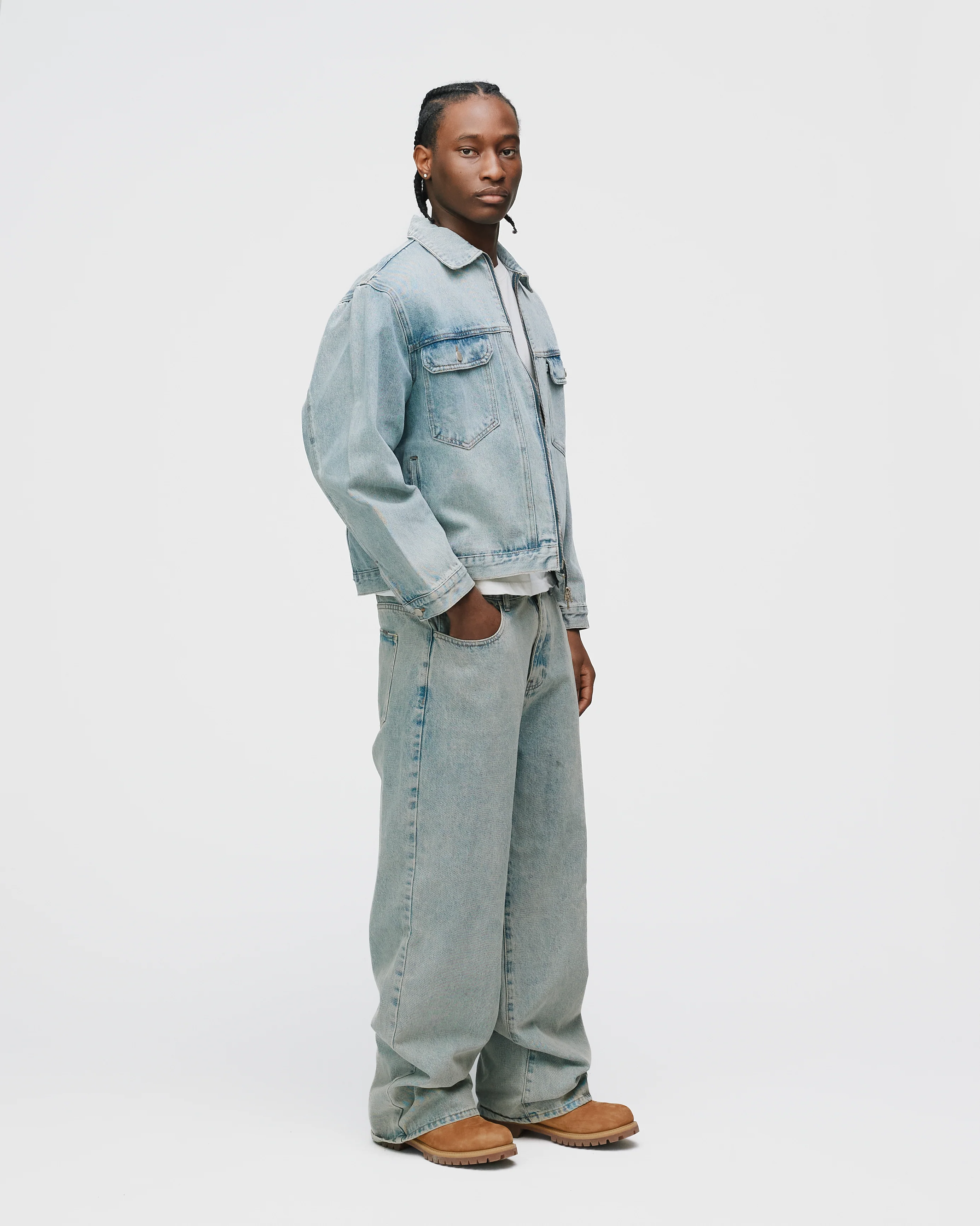 Baggy Denim Pants - Washed Blue