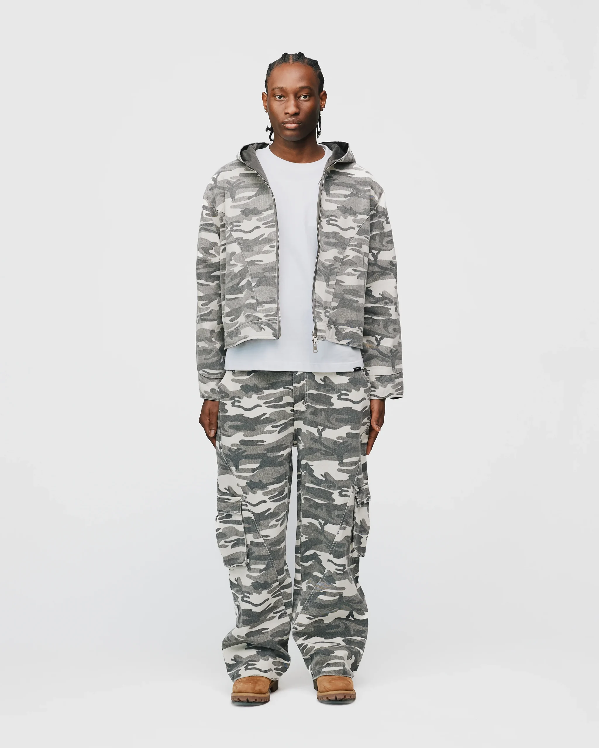 Baggy Cargo Pants - White Camo